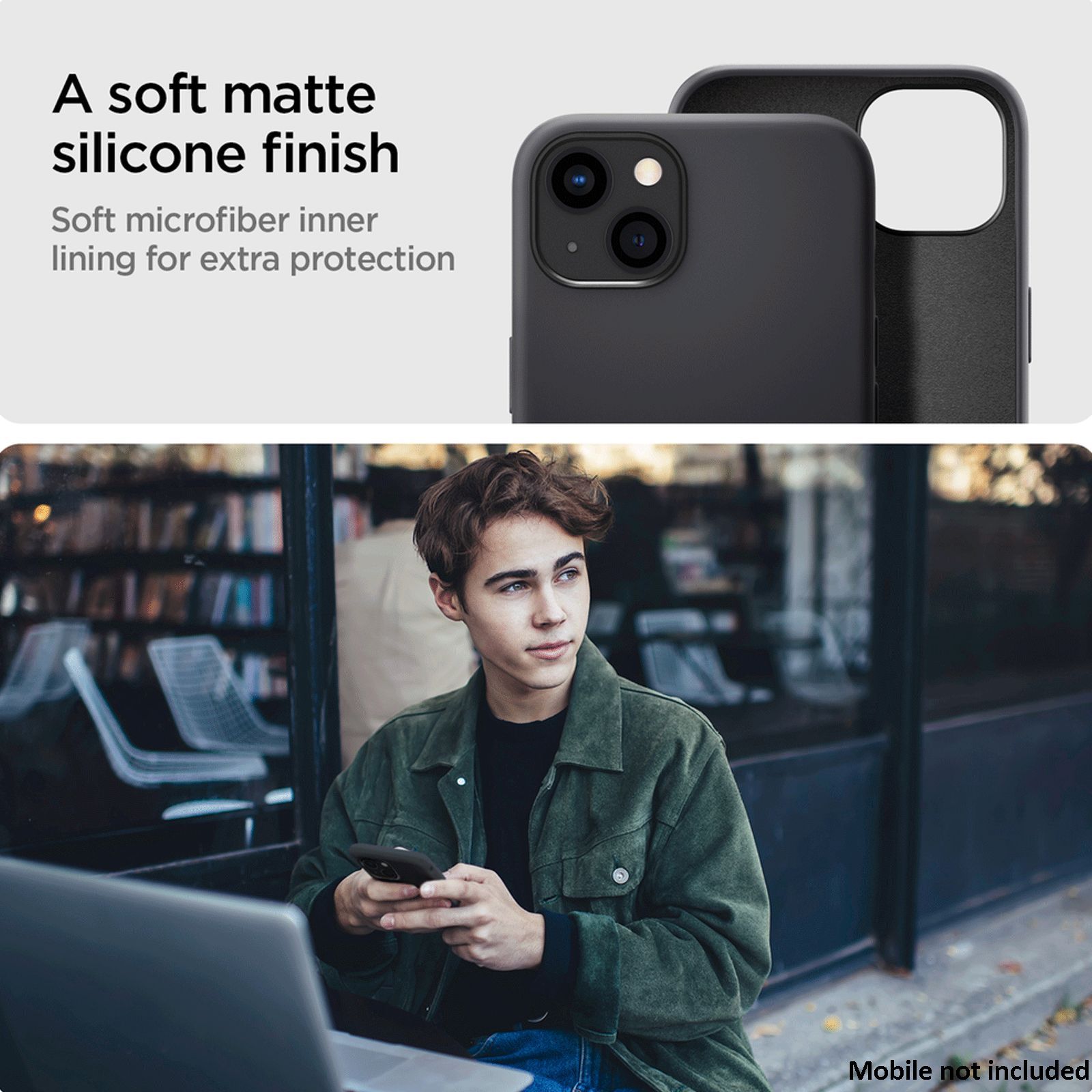 spigen Soft Silicone Back Cover for Apple iPhone 13 (Wireless Charging Compatible, Navy Blue)_10