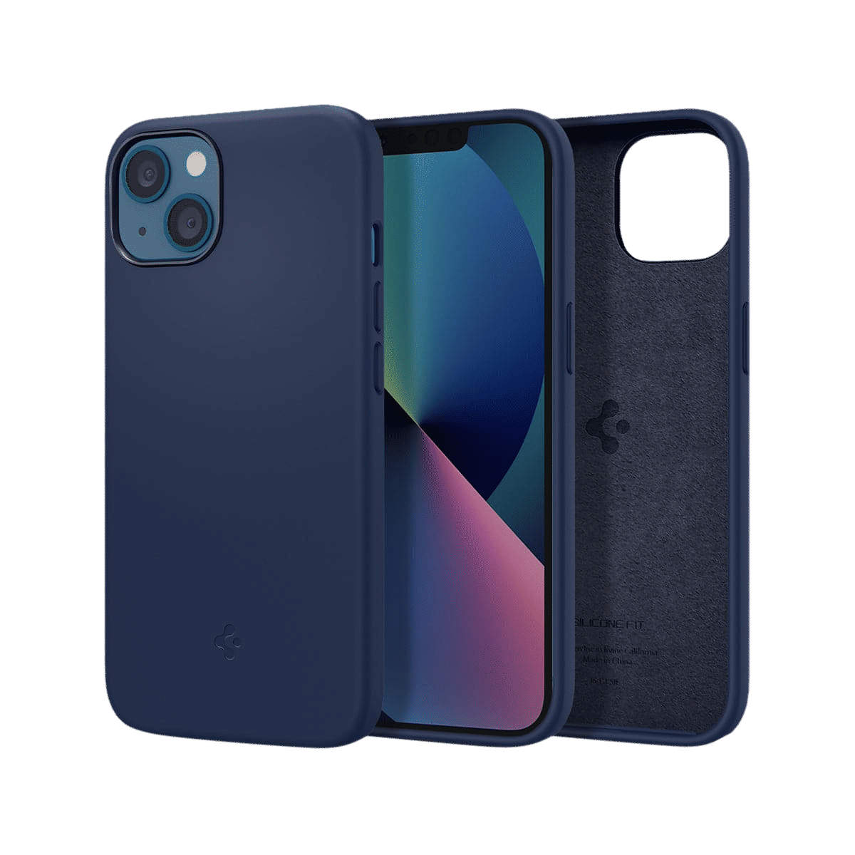 spigen Soft Silicone Back Cover for Apple iPhone 13 (Wireless Charging Compatible, Navy Blue)_12