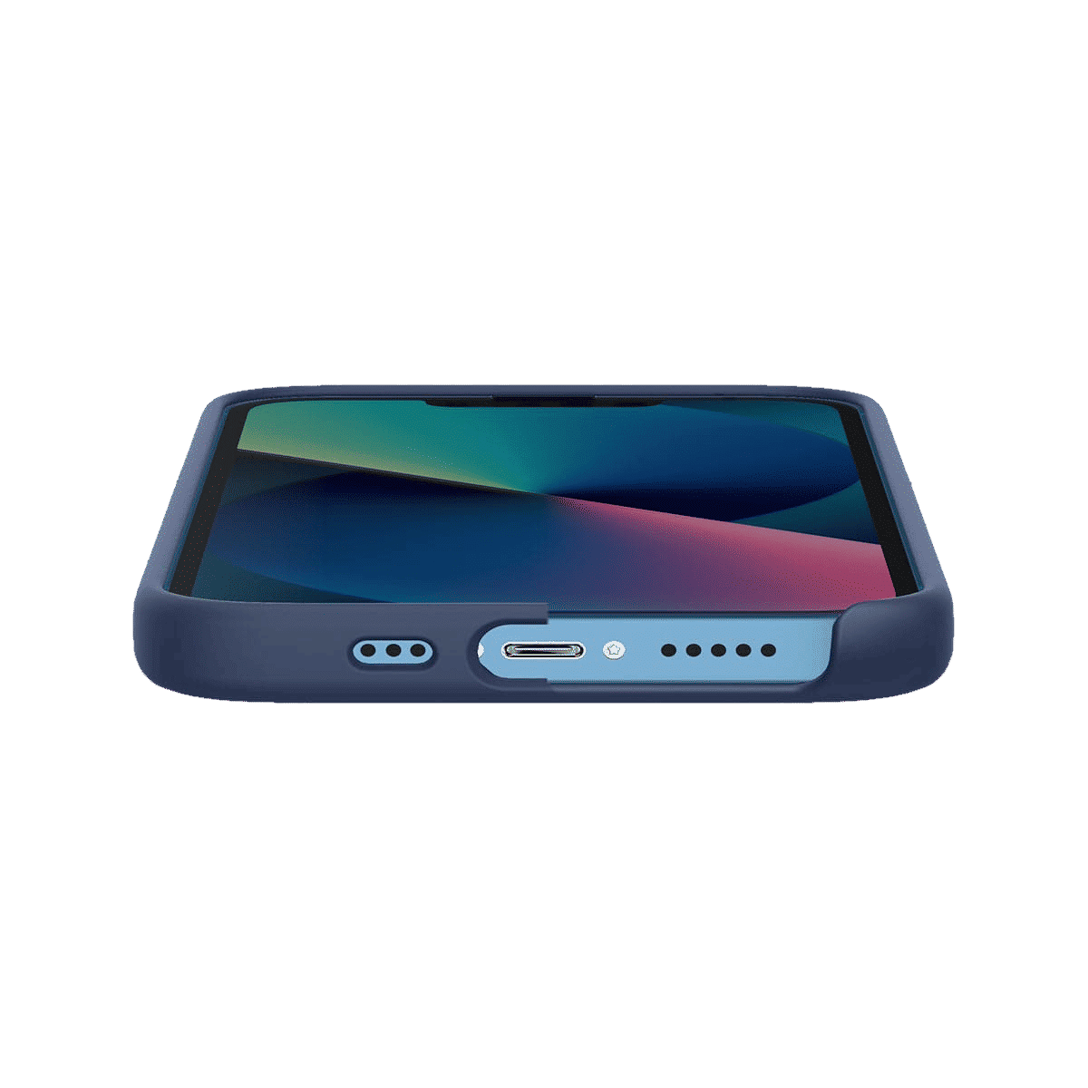 spigen Soft Silicone Back Cover for Apple iPhone 13 (Wireless Charging Compatible, Navy Blue)_13