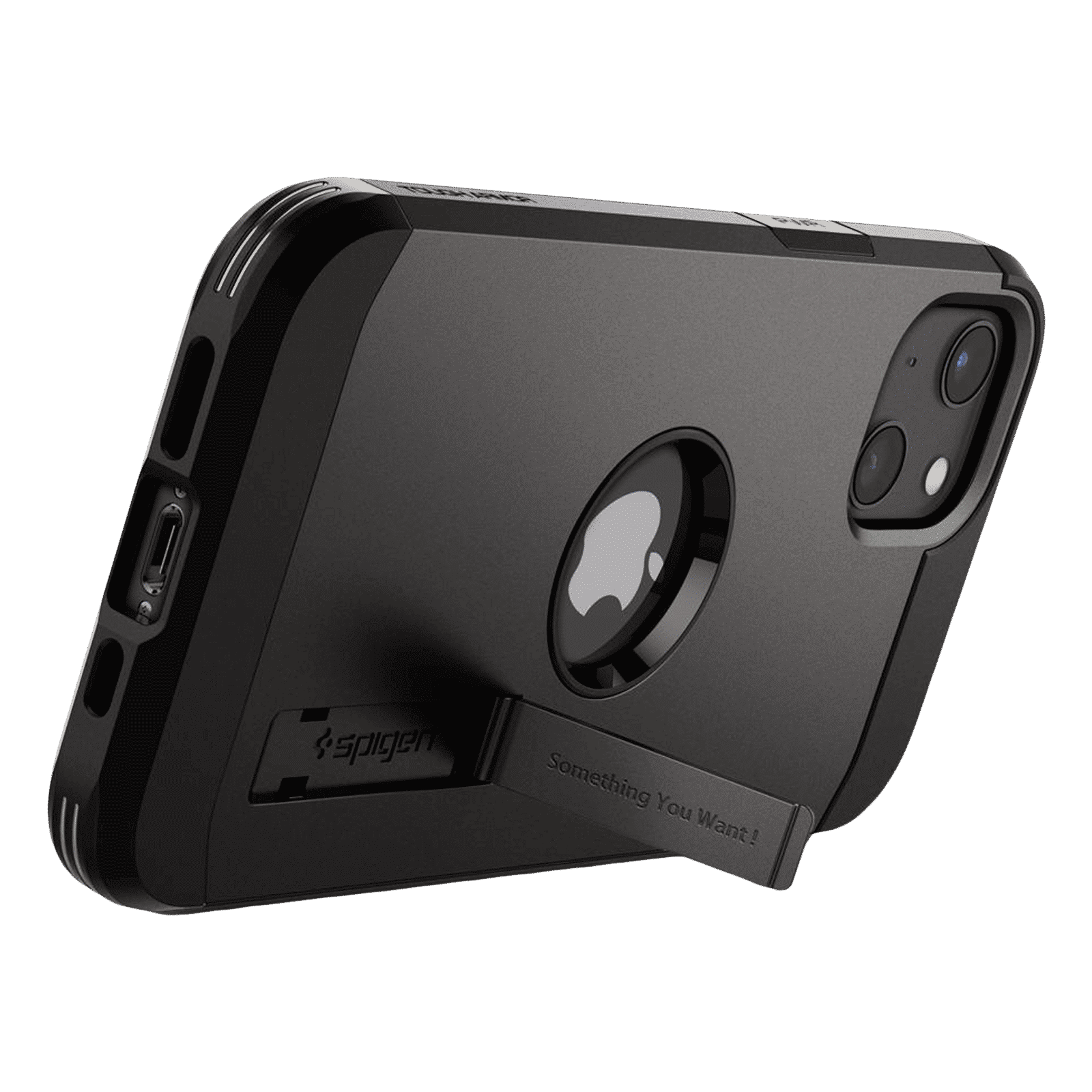 spigen Tough Armor TPU & Polycarbonate Back Case with Stand for Apple iPhone 13 (Wireless Charging Compatible, Gunmetal)_8