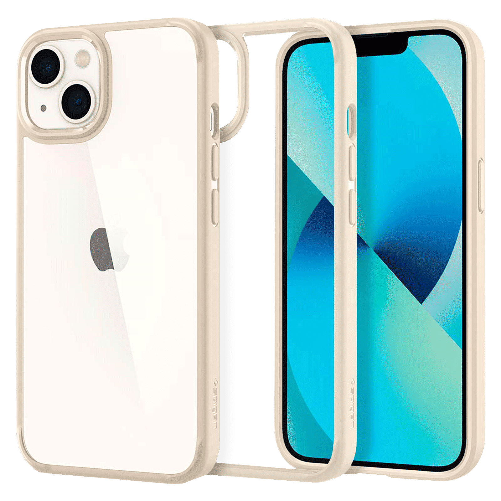 spigen Ultra Hybrid TPU & Polycarbonate Back Cover for Apple iPhone 13 (Wireless Charging Compatible?, Sand Beige)_1