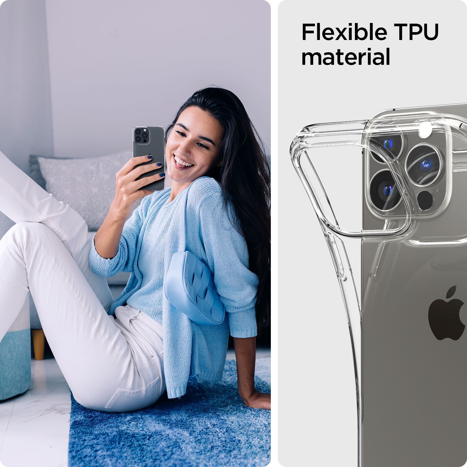 spigen Crystal Pack Soft TPU & Glass Back Cover for Apple iPhone 13 Pro (Wireless Charging Compatible, Crystal Clear)_5