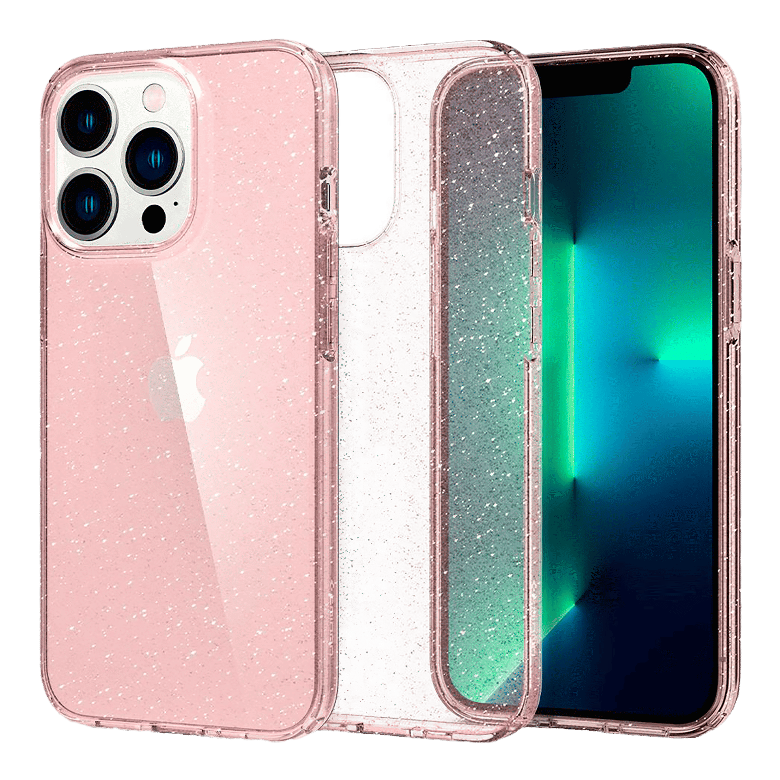 spigen Liquid Crystal Glitter TPU Back Cover for Apple iPhone 13 Pro (Wireless Charging Compatible, Rose Quartz)_1