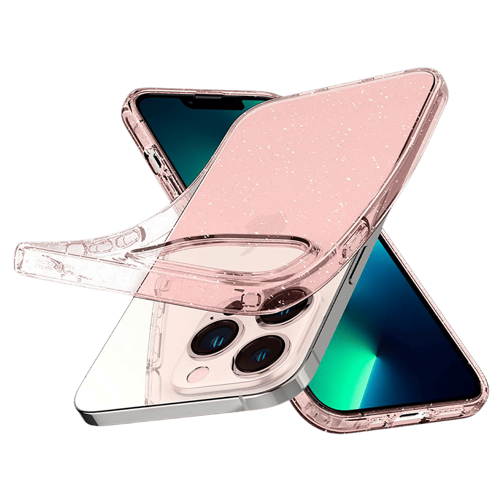 spigen Liquid Crystal Glitter TPU Back Cover for Apple iPhone 13 Pro (Wireless Charging Compatible, Rose Quartz)_6