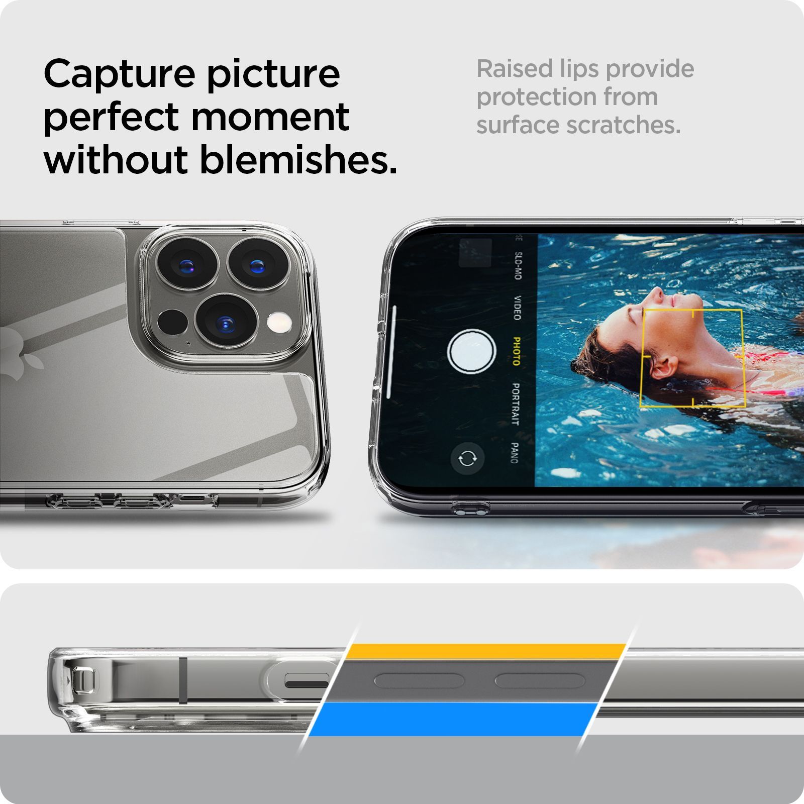 spigen Quartz Hybrid TPU Back Case for iPhone 13 Pro (Edge Protection, ACS03271, Crystal Clear)_10