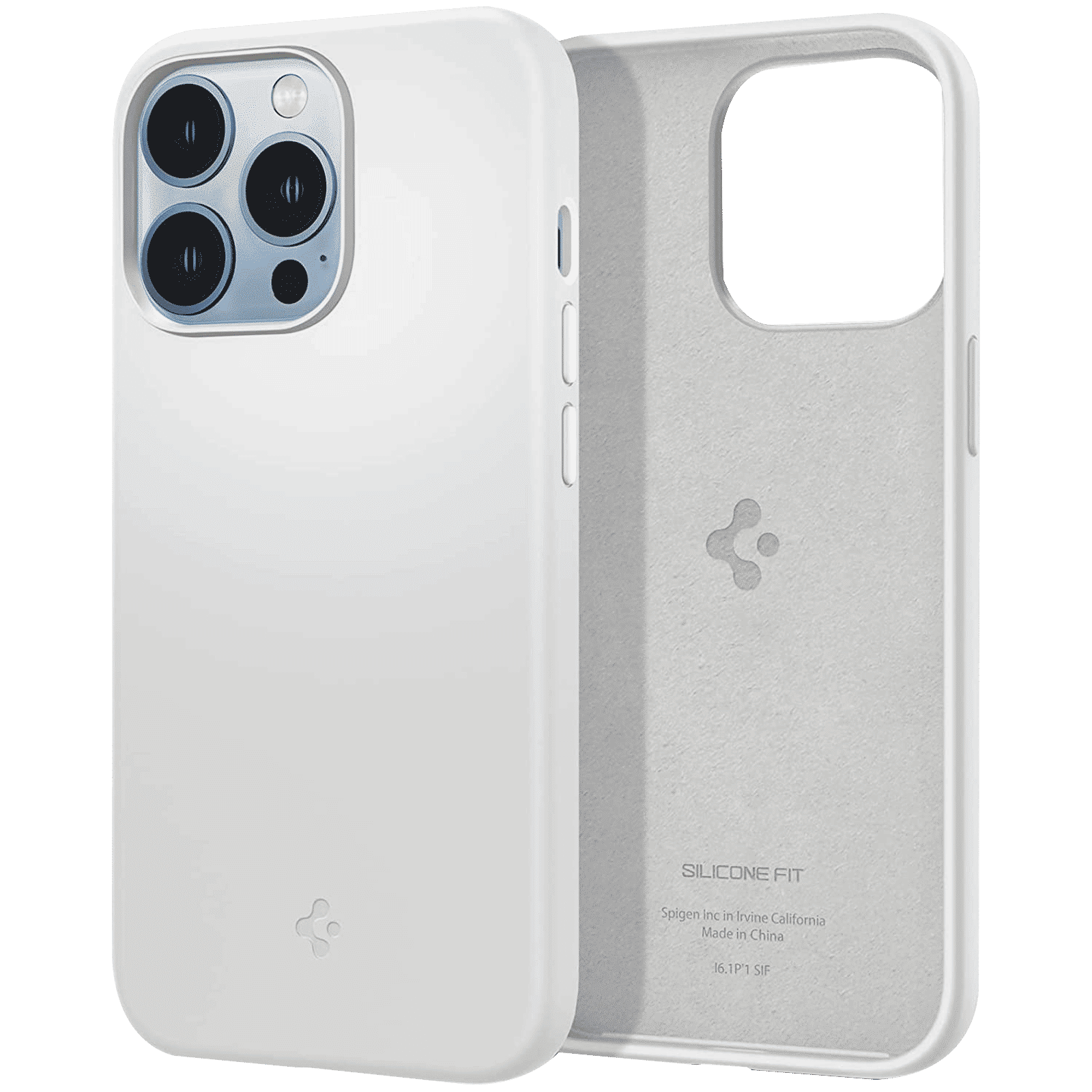 spigen Soft Silicone Back Cover for Apple iPhone 13 Pro (Wireless Charging Compatible, White)_1