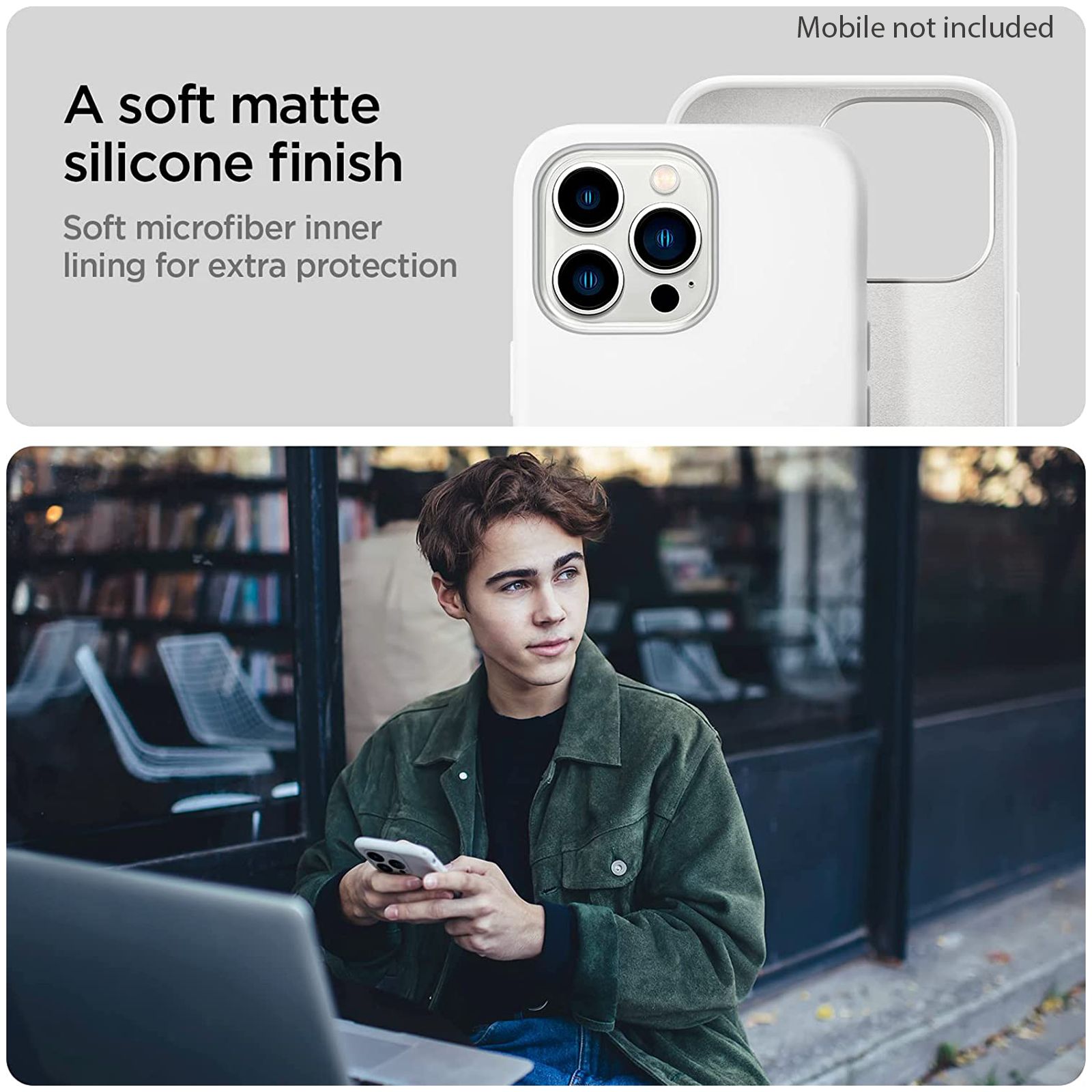 spigen Soft Silicone Back Cover for Apple iPhone 13 Pro (Wireless Charging Compatible, White)_7