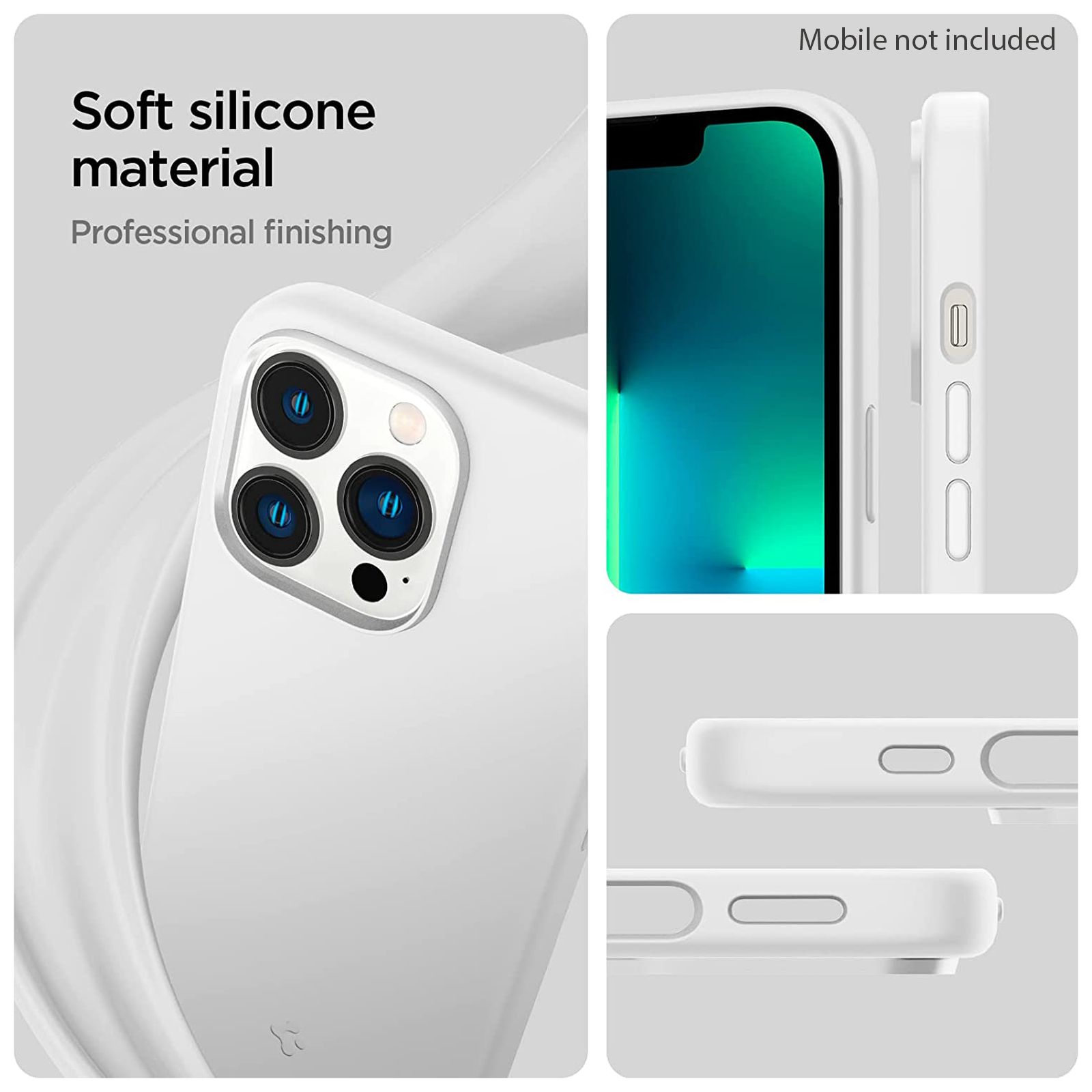 spigen Soft Silicone Back Cover for Apple iPhone 13 Pro (Wireless Charging Compatible, White)_5