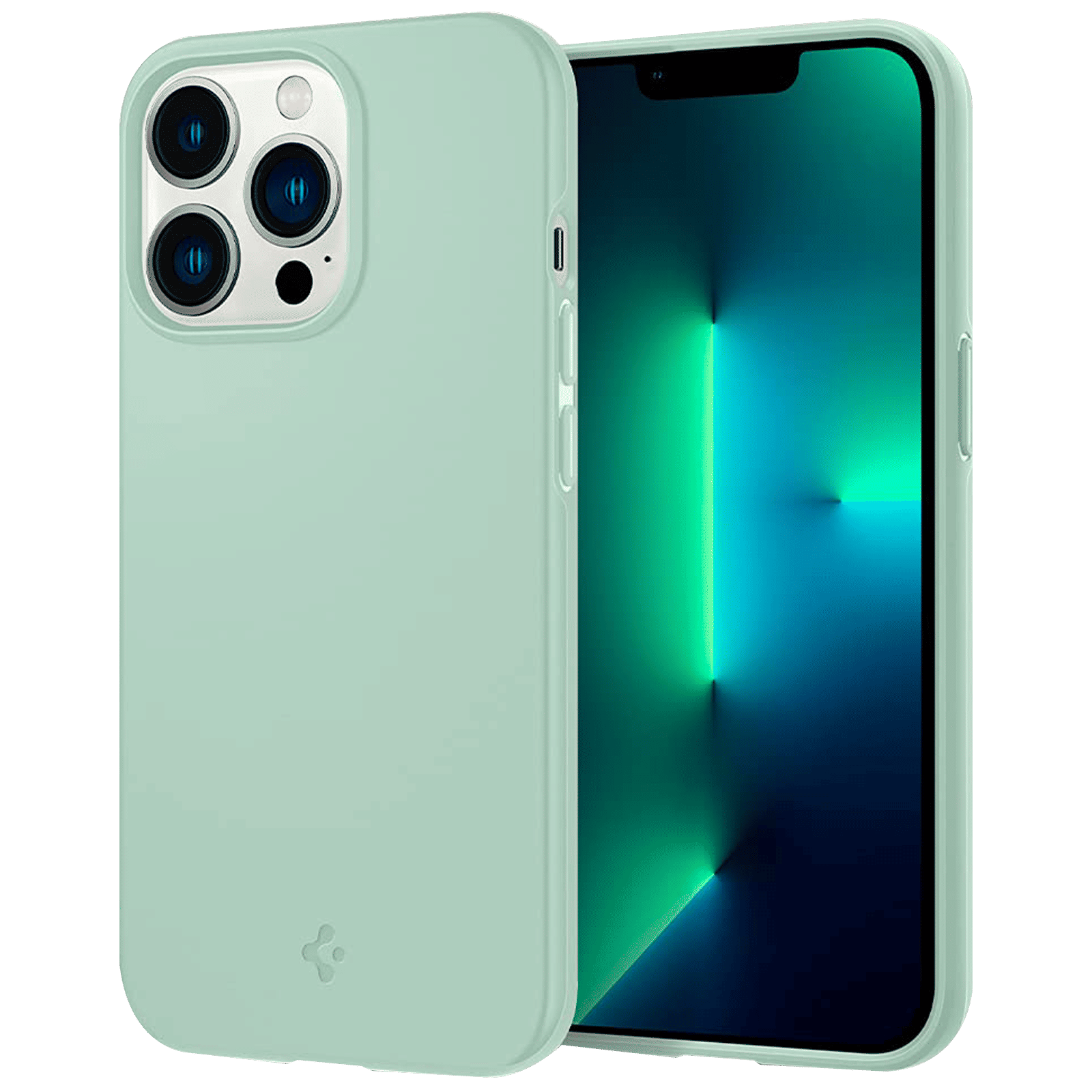 spigen Thin Fit Polycarbonate Back Cover for Apple iPhone 13 Pro (Wireless Charging Compatible, Apple Mint)_1