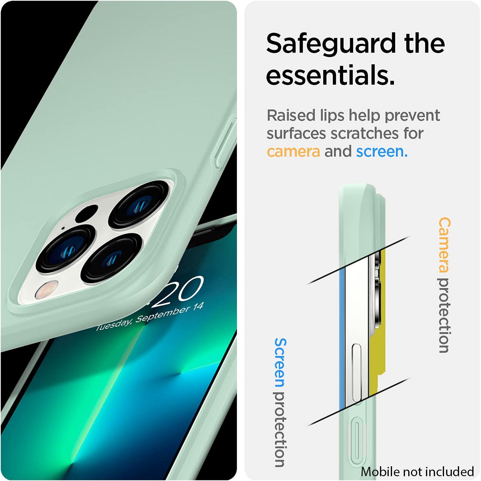 spigen Thin Fit Polycarbonate Back Cover for Apple iPhone 13 Pro (Wireless Charging Compatible, Apple Mint)_5