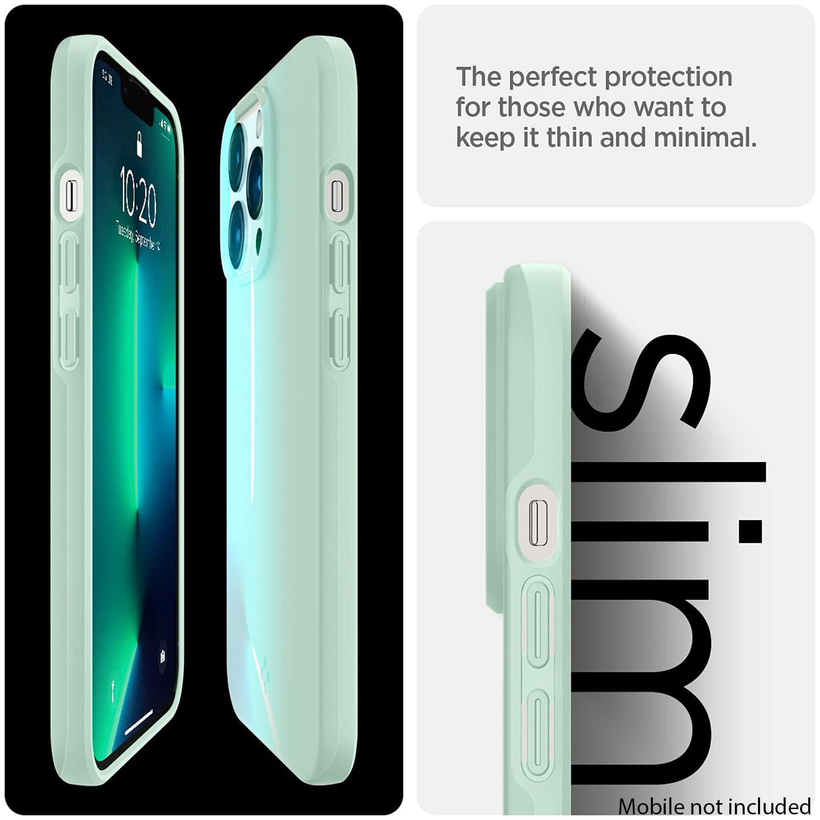 spigen Thin Fit Polycarbonate Back Cover for Apple iPhone 13 Pro (Wireless Charging Compatible, Apple Mint)_6