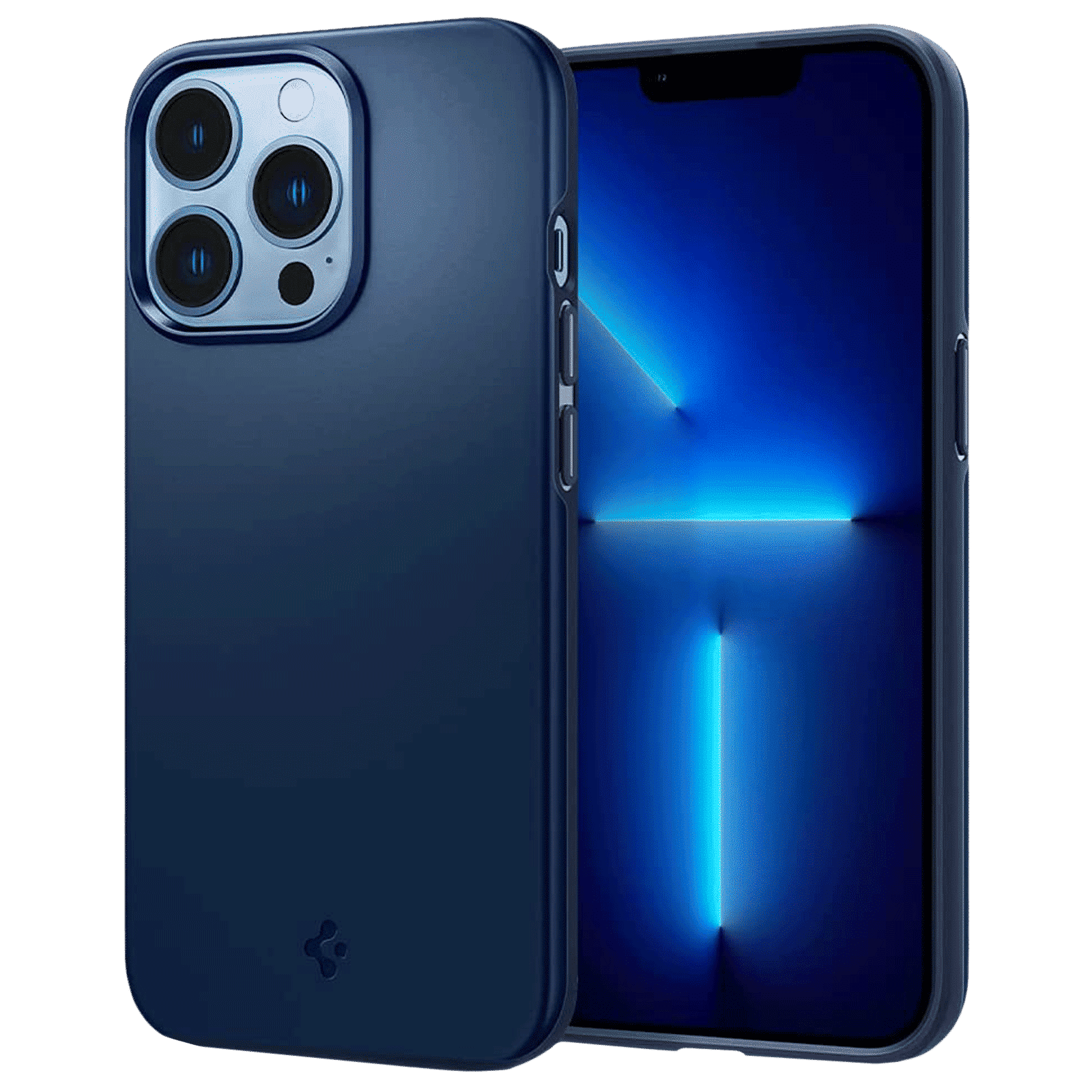 spigen Thin Fit Polycarbonate Back Cover for Apple iPhone 13 Pro (Wireless Charging Compatible, Navy Blue)_1