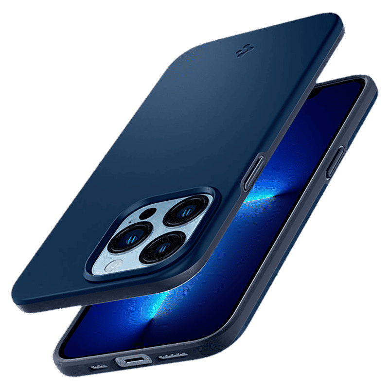 spigen Thin Fit Polycarbonate Back Cover for Apple iPhone 13 Pro (Wireless Charging Compatible, Navy Blue)_8