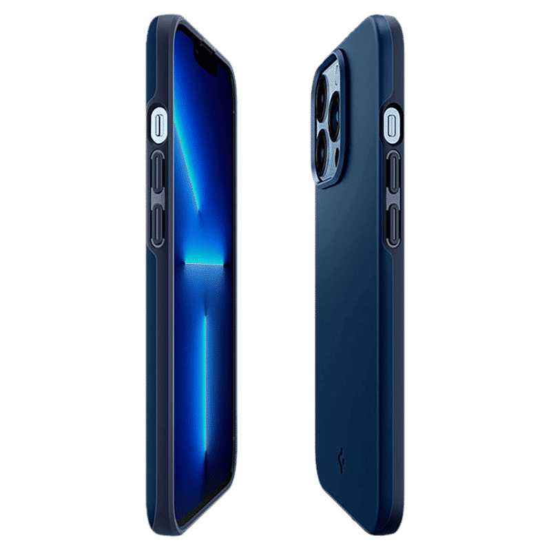 spigen Thin Fit Polycarbonate Back Cover for Apple iPhone 13 Pro (Wireless Charging Compatible, Navy Blue)_10