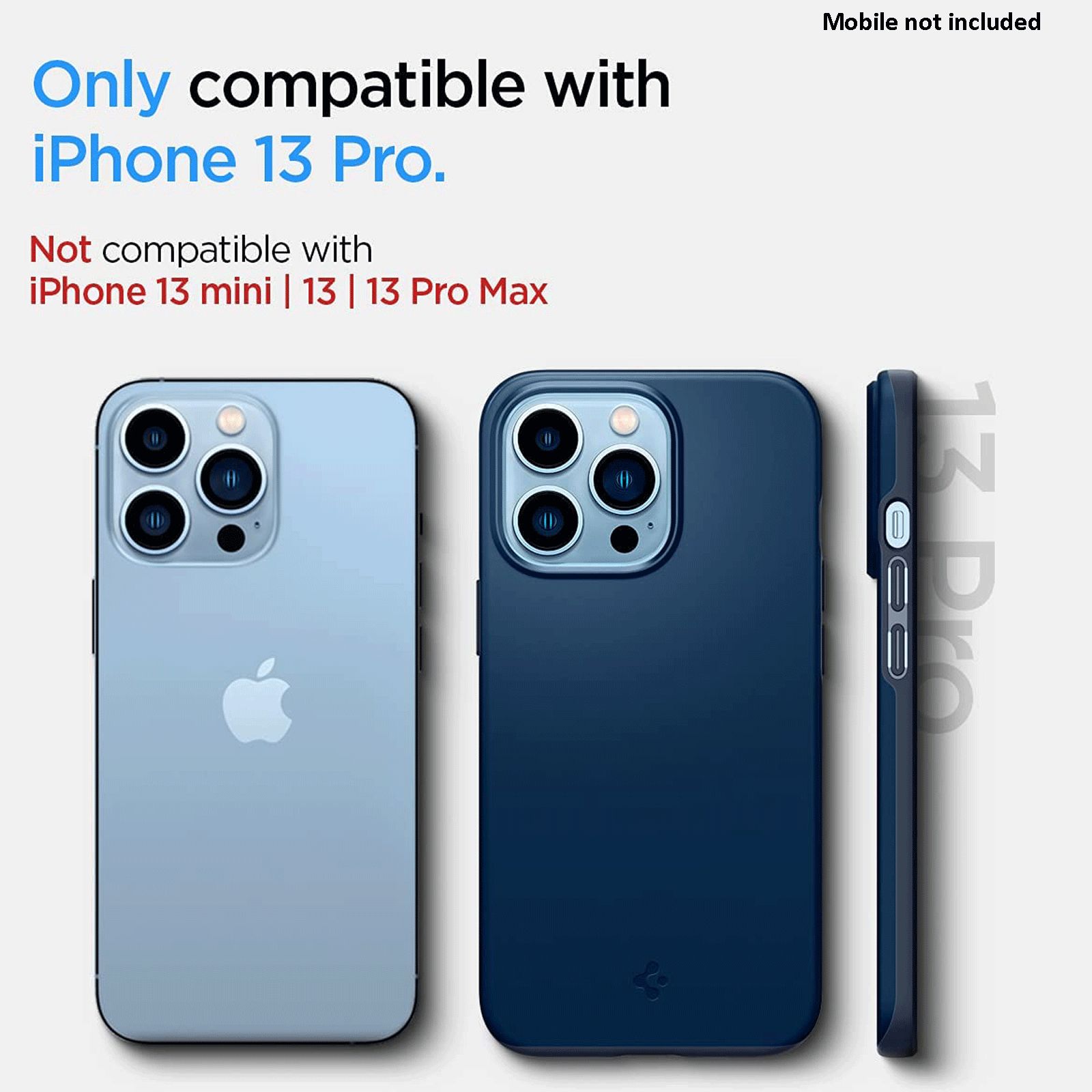 spigen Thin Fit Polycarbonate Back Cover for Apple iPhone 13 Pro (Wireless Charging Compatible, Navy Blue)_3