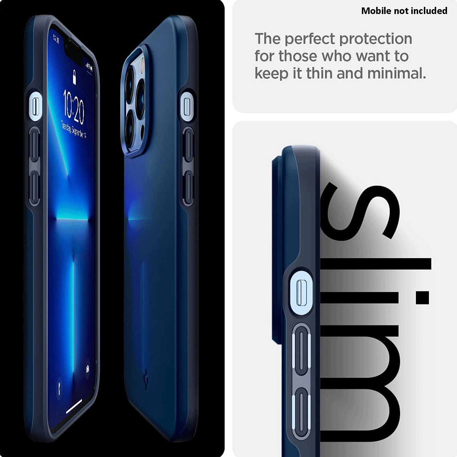 spigen Thin Fit Polycarbonate Back Cover for Apple iPhone 13 Pro (Wireless Charging Compatible, Navy Blue)_4