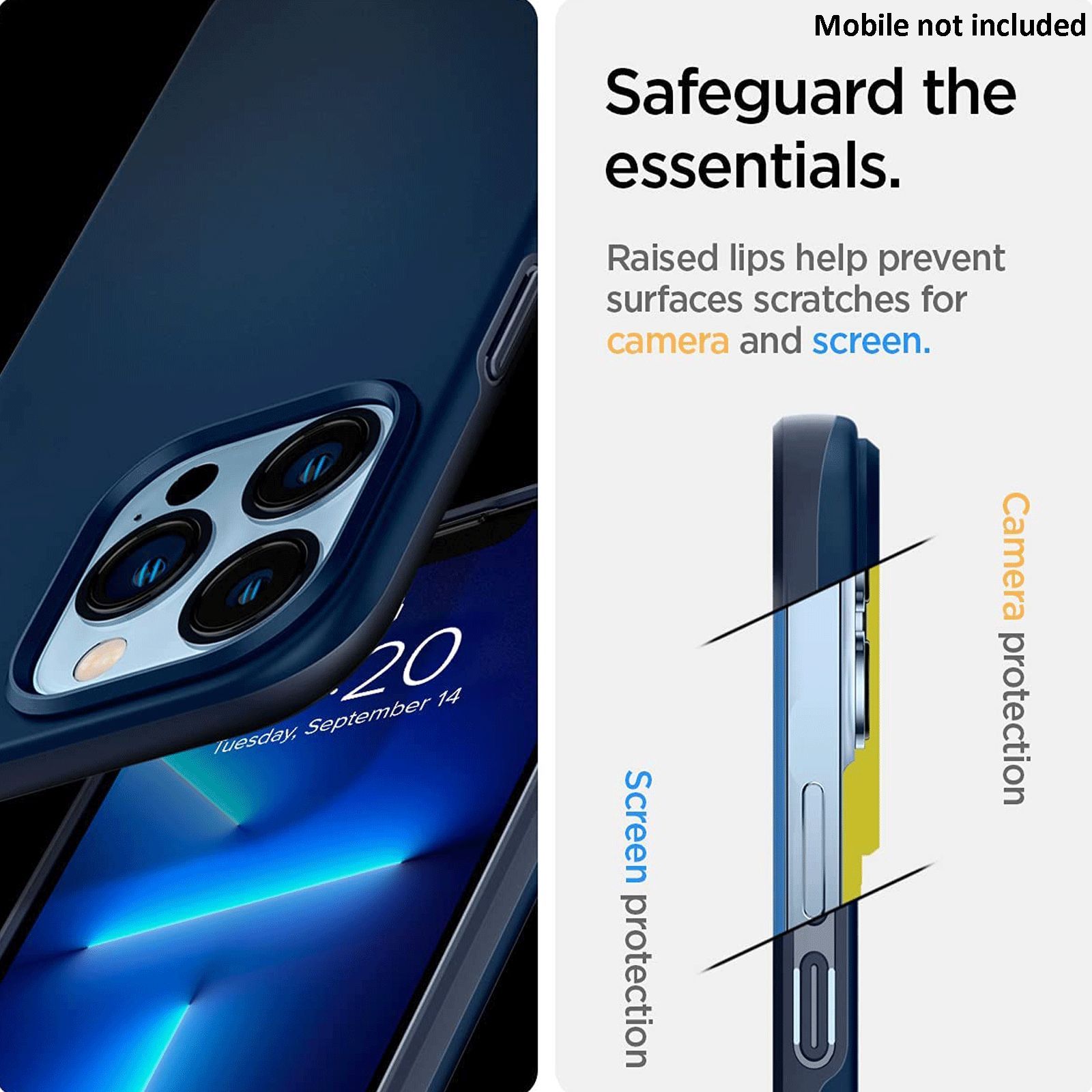 spigen Thin Fit Polycarbonate Back Cover for Apple iPhone 13 Pro (Wireless Charging Compatible, Navy Blue)_5