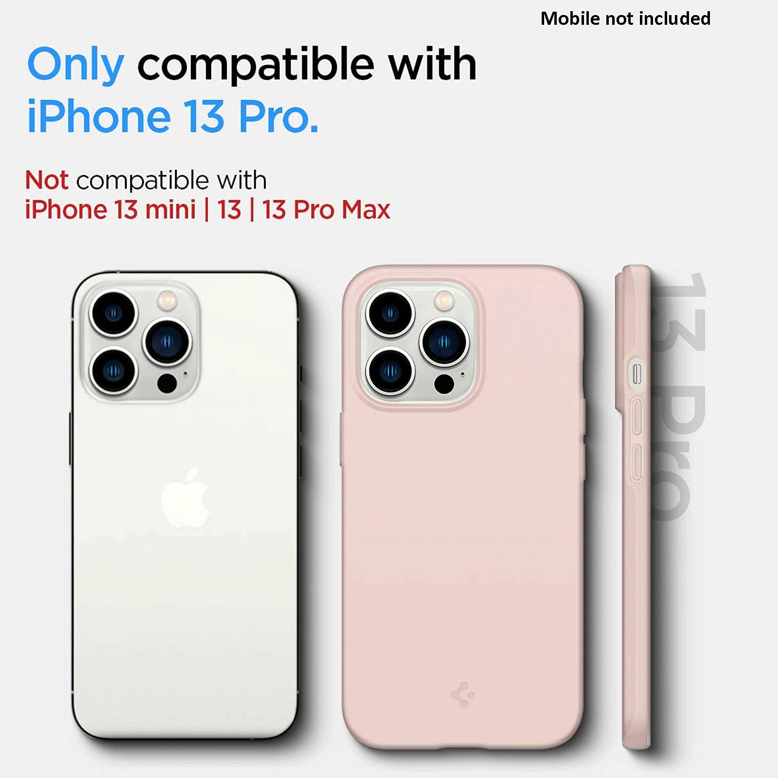 spigen Thin Fit Polycarbonate Back Cover for Apple iPhone 13 Pro (Wireless Charging Compatible, Pink Sand)_3