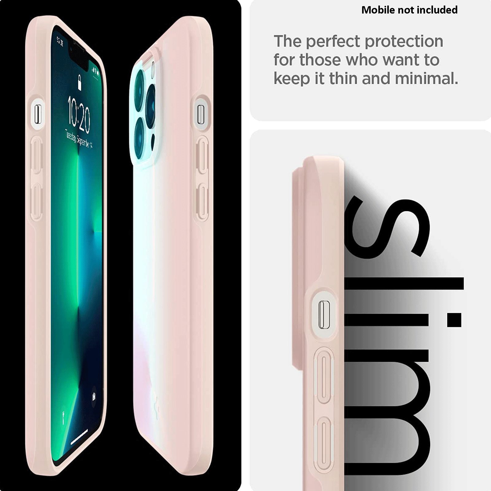 spigen Thin Fit Polycarbonate Back Cover for Apple iPhone 13 Pro (Wireless Charging Compatible, Pink Sand)_4
