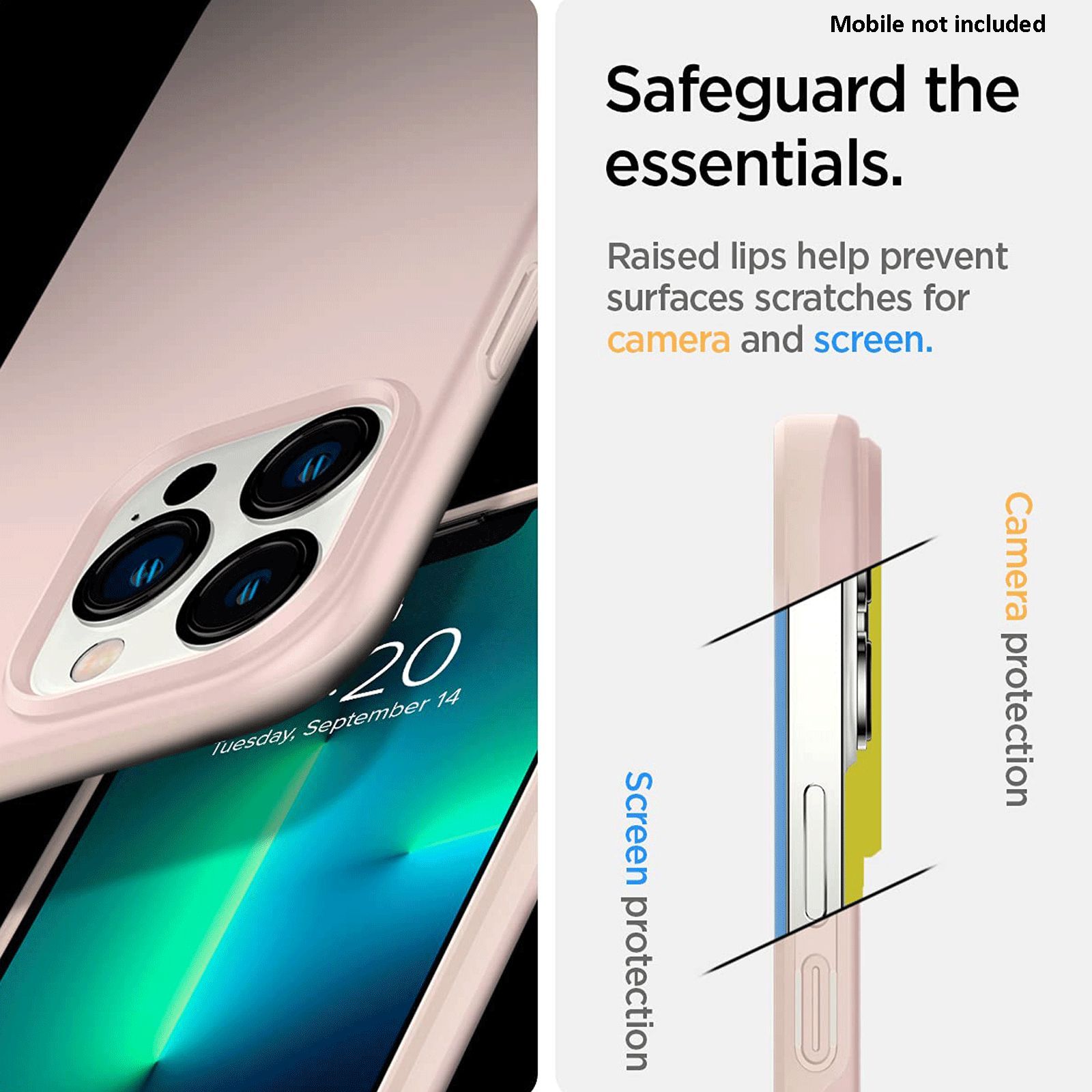 spigen Thin Fit Polycarbonate Back Cover for Apple iPhone 13 Pro (Wireless Charging Compatible, Pink Sand)_5