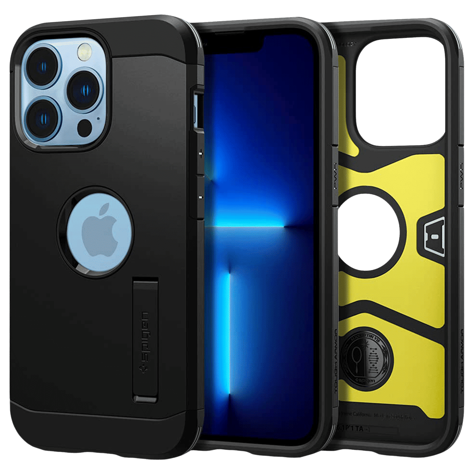 spigen Tough Armor TPU & Polycarbonate Back Case with Stand for Apple iPhone 13 Pro (Wireless Charging Compatible, Black)_1