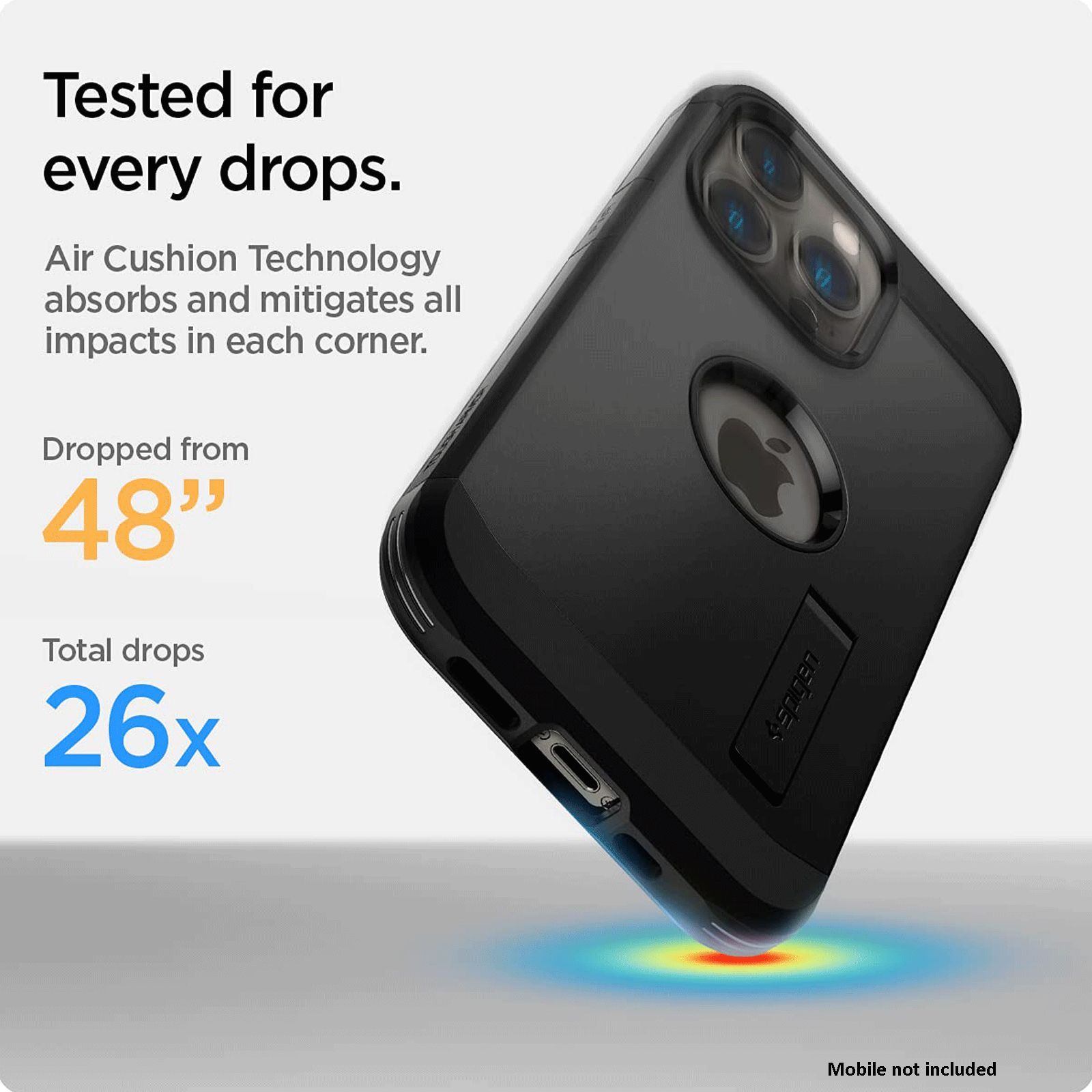 spigen Tough Armor TPU & Polycarbonate Back Case with Stand for Apple iPhone 13 Pro (Wireless Charging Compatible, Black)_8