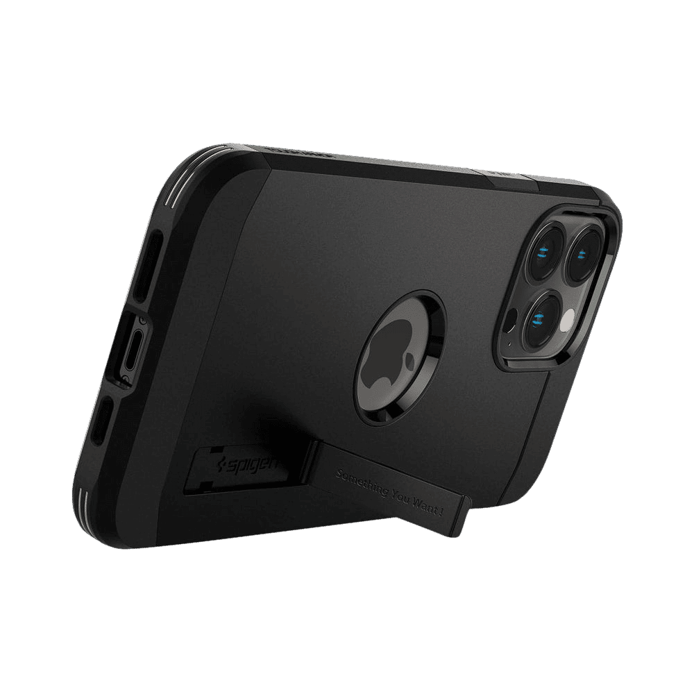 spigen Tough Armor TPU & Polycarbonate Back Case with Stand for Apple iPhone 13 Pro (Wireless Charging Compatible, Black)_9