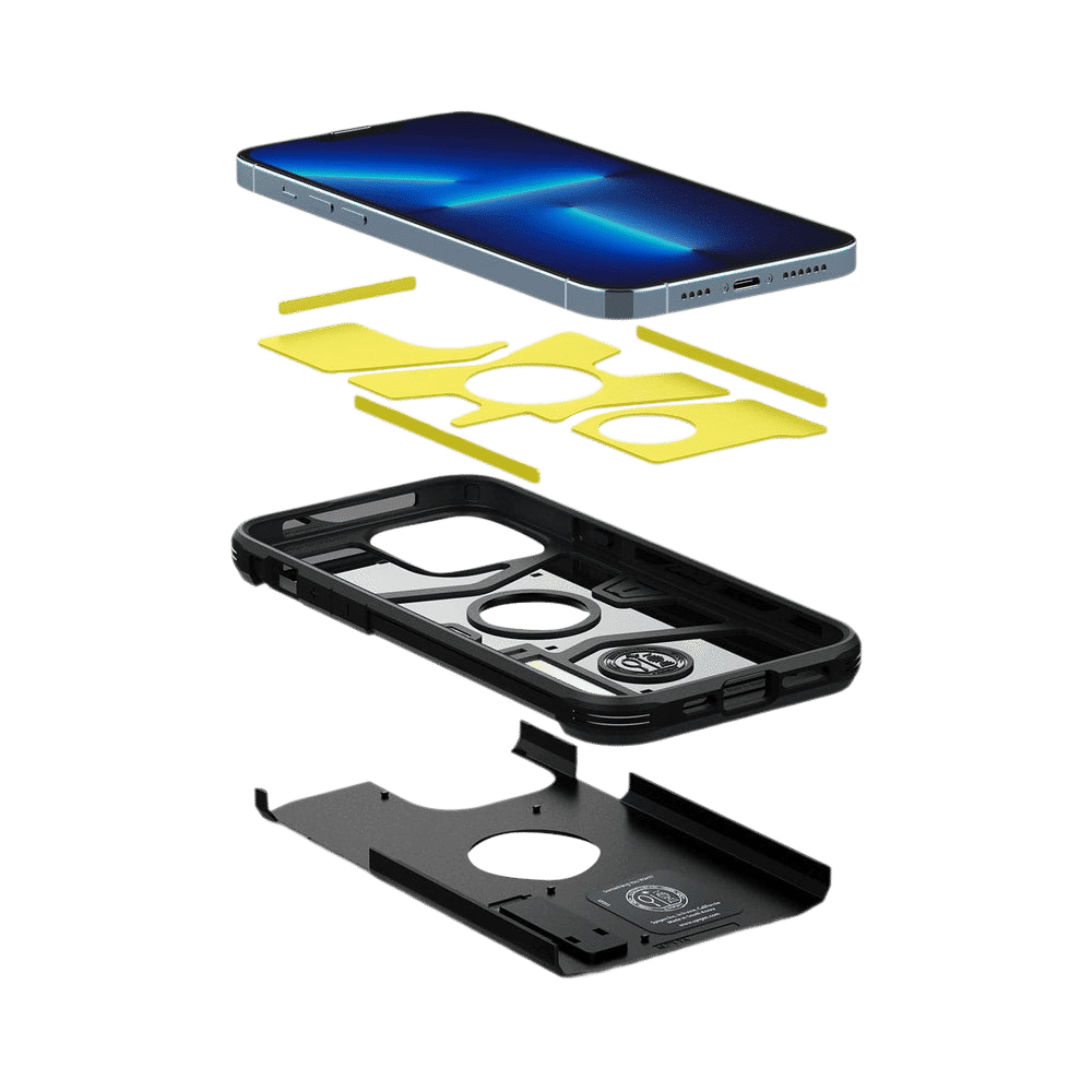 spigen Tough Armor TPU & Polycarbonate Back Case with Stand for Apple iPhone 13 Pro (Wireless Charging Compatible, Black)_10