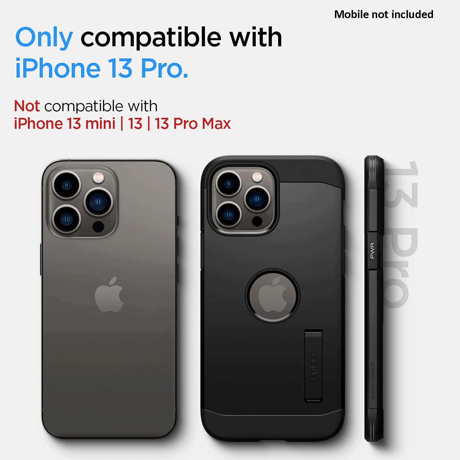 spigen Tough Armor TPU & Polycarbonate Back Case with Stand for Apple iPhone 13 Pro (Wireless Charging Compatible, Black)_4