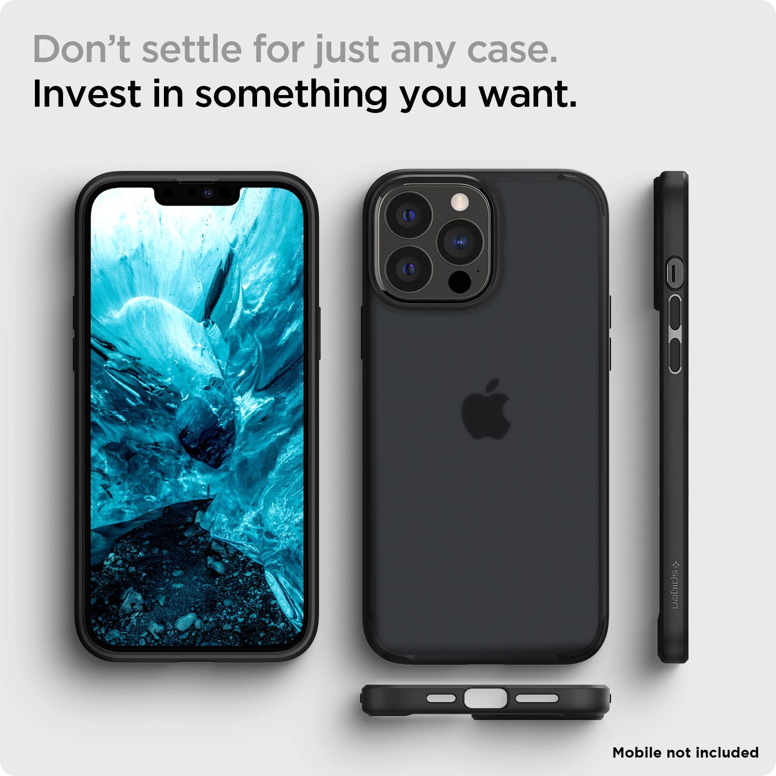 spigen Ultra Hybrid TPU & Polycarbonate Back Cover for Apple iPhone 13 Pro (Wireless Charging Compatible?, Frost Black)_6