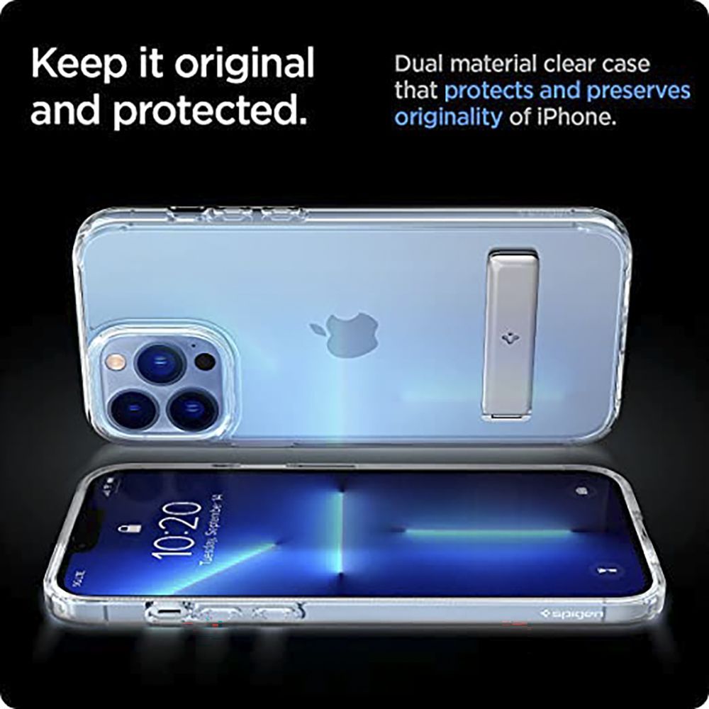 spigen ACS03270 Soft Polycarbonate & Hard TPU Back Cover for Apple iPhone 13 Pro (Air Cushion Technology, Crystal Clear)_10