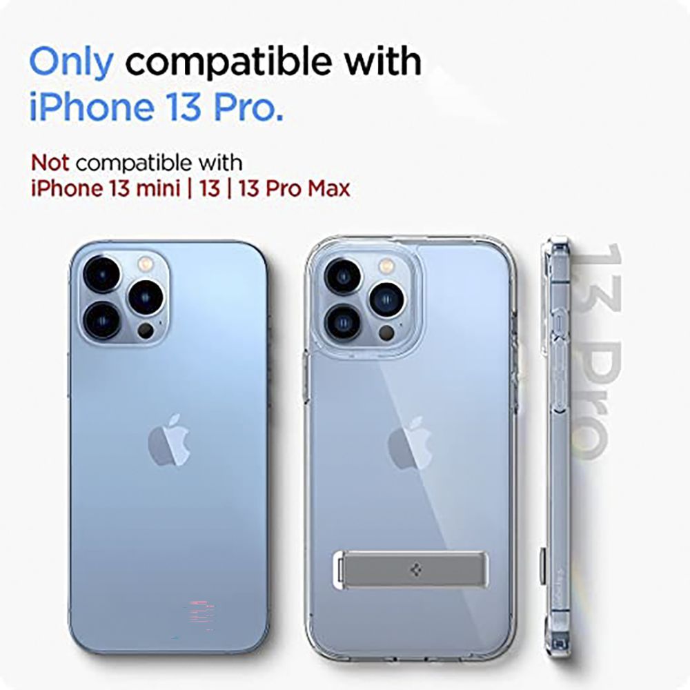 spigen ACS03270 Soft Polycarbonate & Hard TPU Back Cover for Apple iPhone 13 Pro (Air Cushion Technology, Crystal Clear)_12