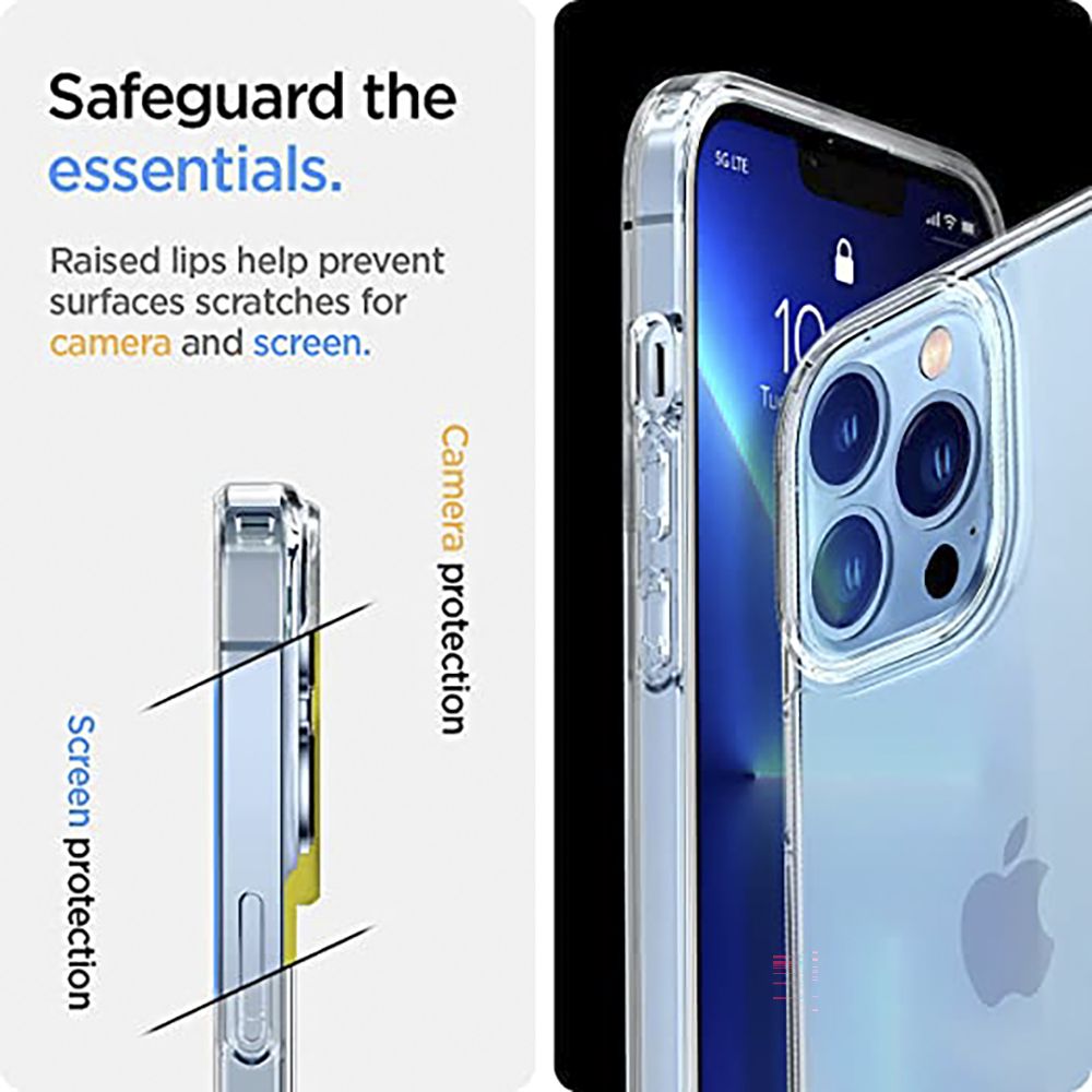 spigen ACS03270 Soft Polycarbonate & Hard TPU Back Cover for Apple iPhone 13 Pro (Air Cushion Technology, Crystal Clear)_8