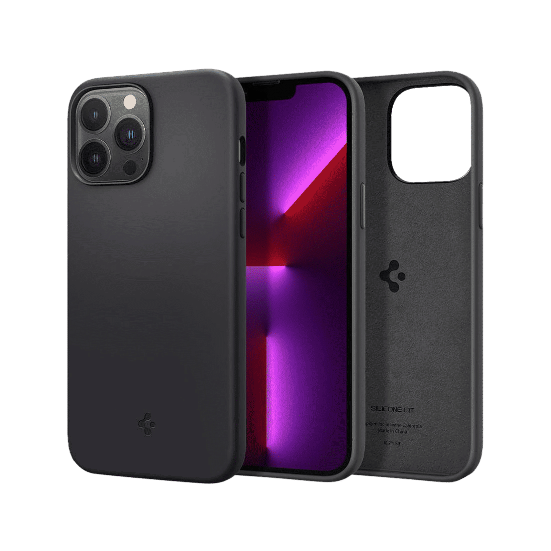 spigen Silicone Fit Soft Silicone Back Cover for Apple iPhone 13 Pro Max (Wireless Charging Compatible, Black)_14