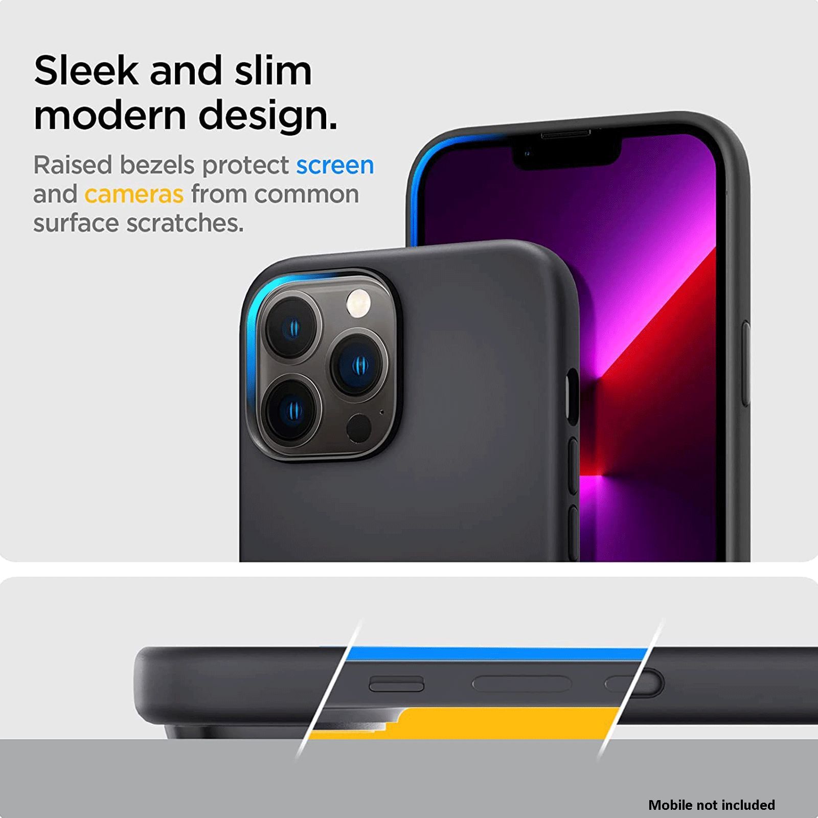 spigen Silicone Fit Soft Silicone Back Cover for Apple iPhone 13 Pro Max (Wireless Charging Compatible, Black)_4