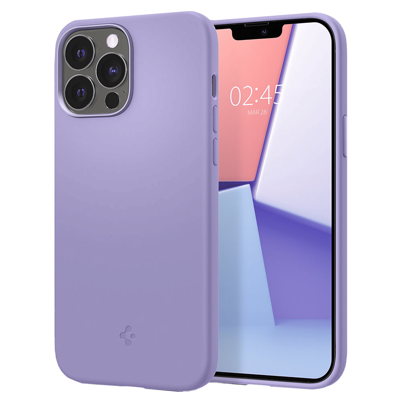 spigen Silicone Fit Soft Silicone Back Cover for Apple iPhone 13 Pro Max (Air Cushion Technology, Iris Purple)_1