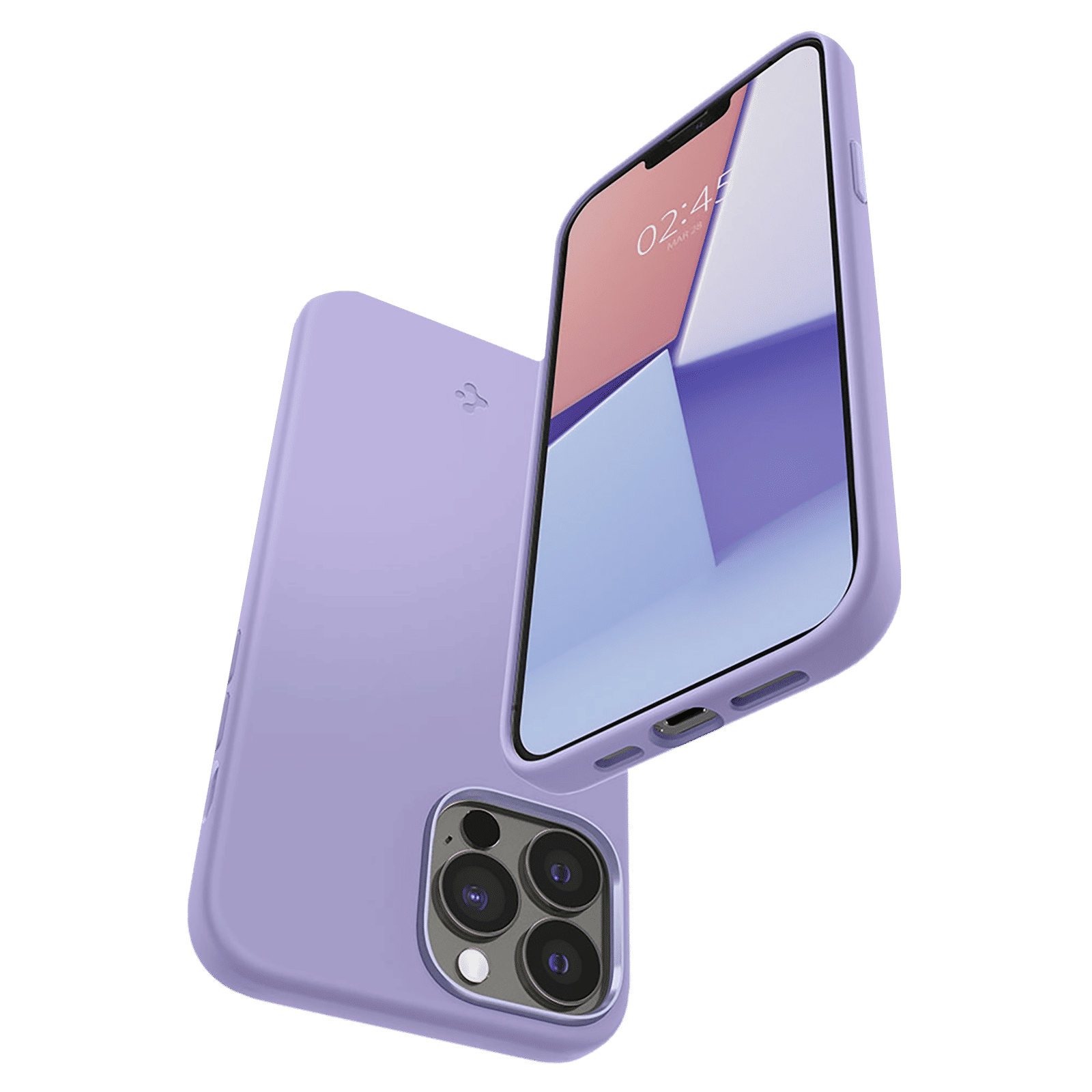 spigen Silicone Fit Soft Silicone Back Cover for Apple iPhone 13 Pro Max (Air Cushion Technology, Iris Purple)_7