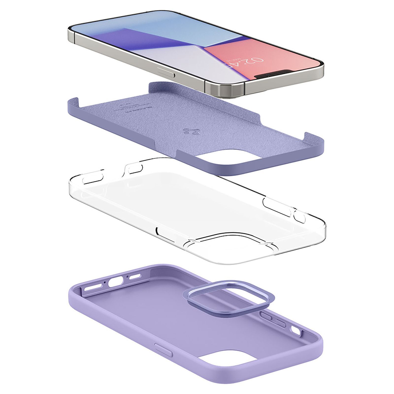 spigen Silicone Fit Soft Silicone Back Cover for Apple iPhone 13 Pro Max (Air Cushion Technology, Iris Purple)_9