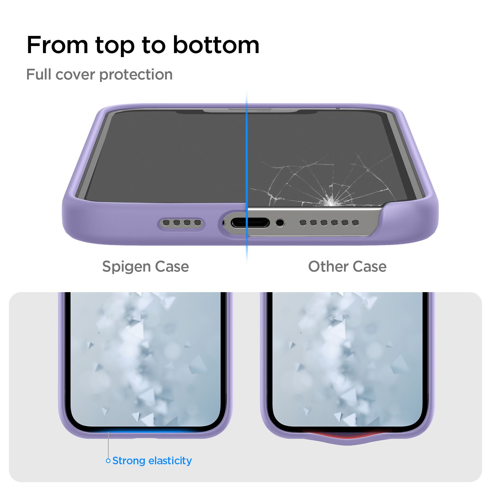 spigen Silicone Fit Soft Silicone Back Cover for Apple iPhone 13 Pro Max (Air Cushion Technology, Iris Purple)_11