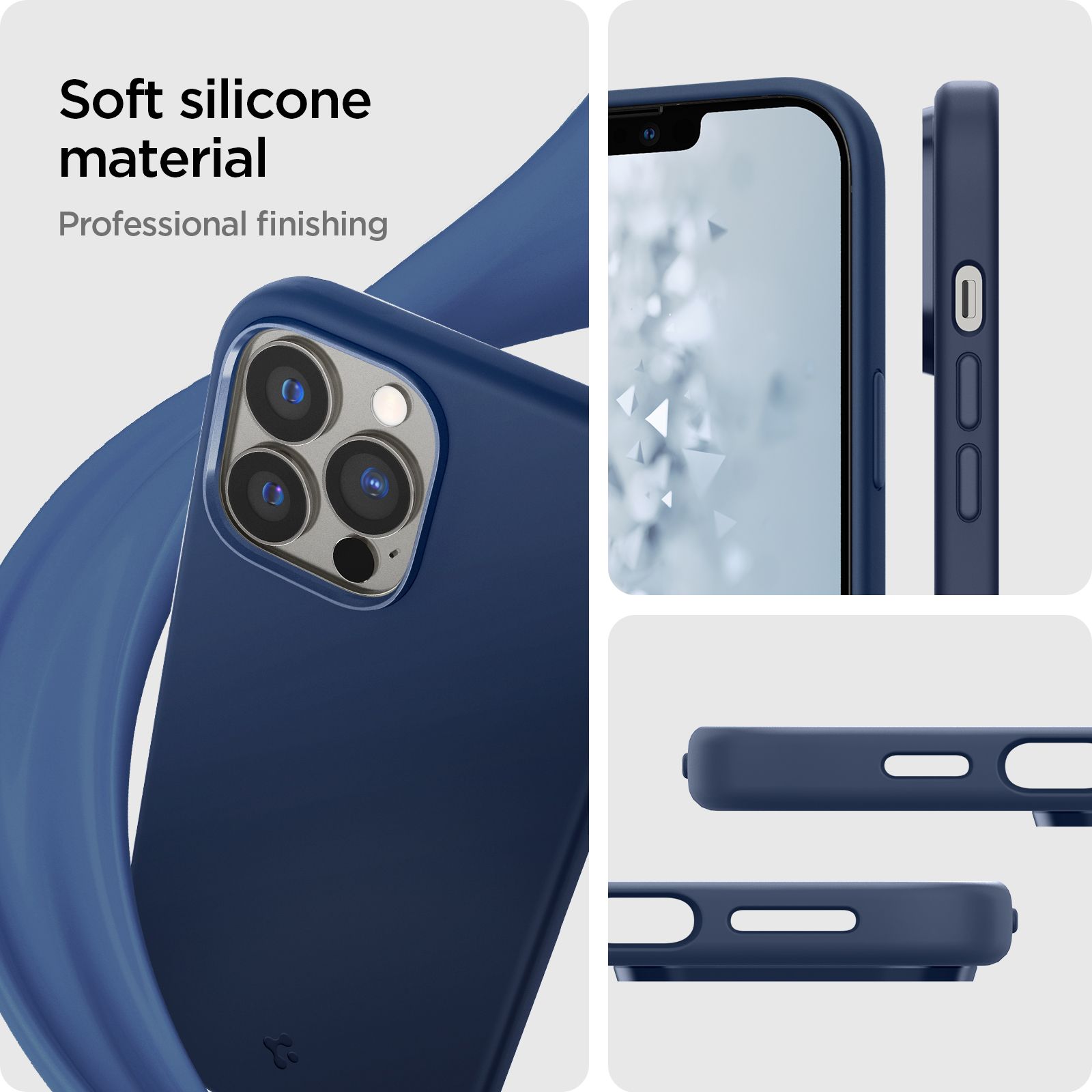 spigen Silicone Fit Back Case For iPhone 13 Pro Max (Soft Microfiber Lining, ACS03230, Navy Blue) spigen Silicone Fit Back Case For iPhone 13 Pro Max (Soft Microfiber Lining, ACS03230, Navy Blue)_7