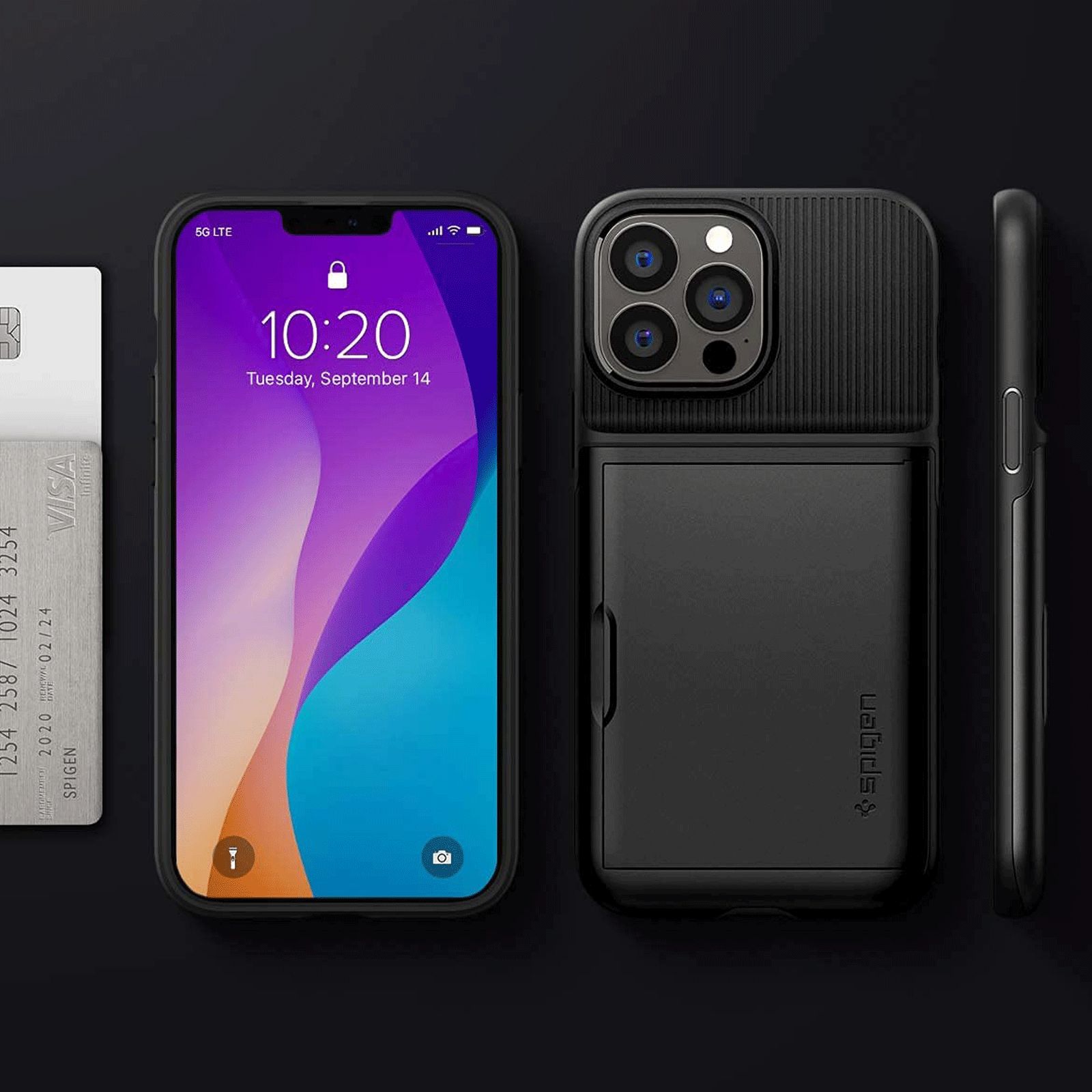 spigen Slim Armor CS TPU Polycarbonate Back Case for iPhone 13 Pro Max (ACS03218, Black)_5