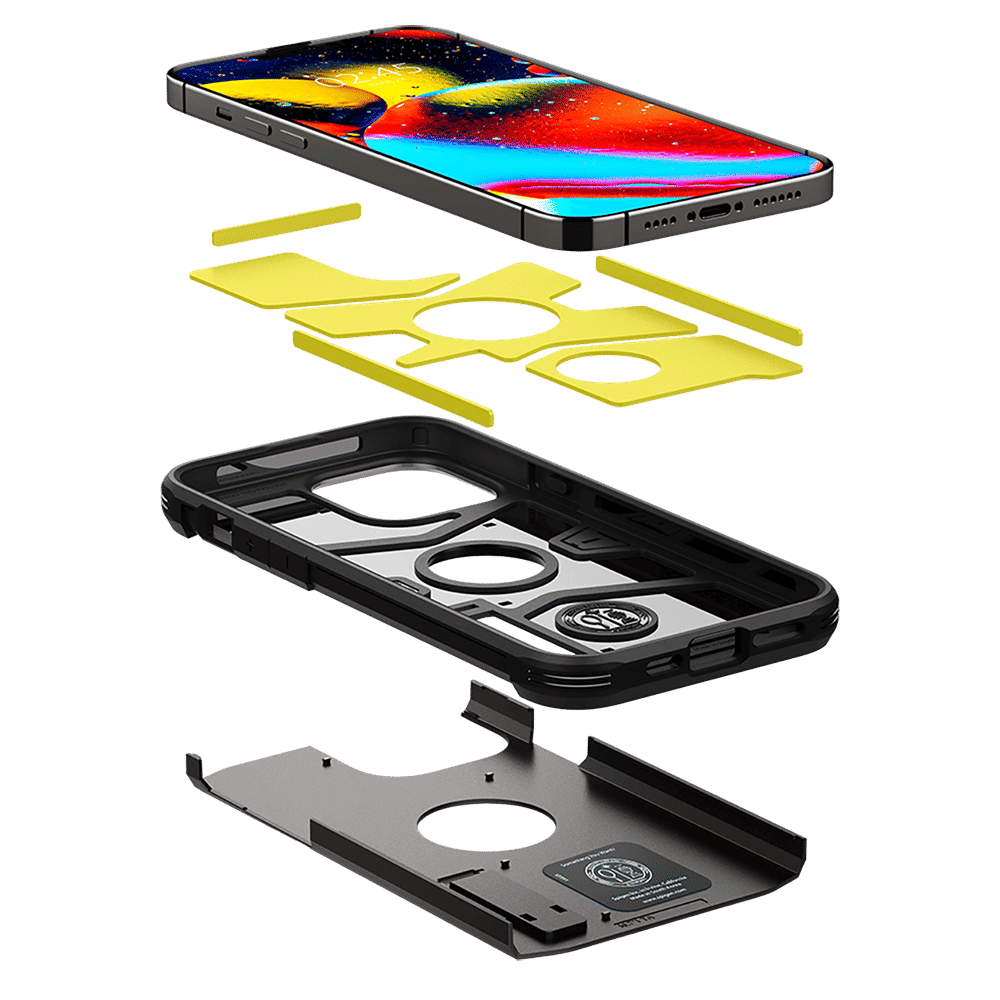 spigen Tough Armor TPU & Polycarbonate Back Case with Stand for Apple iPhone 13 Pro Max (Wireless Charging Compatible, Black)_8