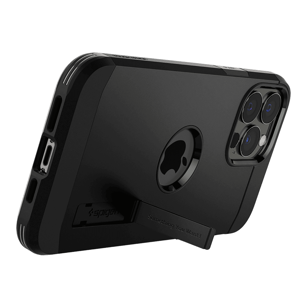 spigen Tough Armor TPU & Polycarbonate Back Case with Stand for Apple iPhone 13 Pro Max (Wireless Charging Compatible, Black)_9
