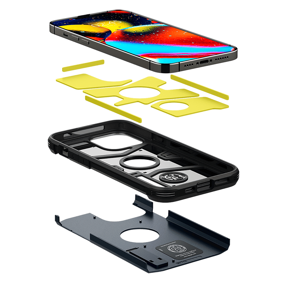 spigen Tough Armor TPU & Polycarbonate Back Case with Stand for Apple iPhone 13 Pro Max (Wireless Charging Compatible, Metal Slate)_9