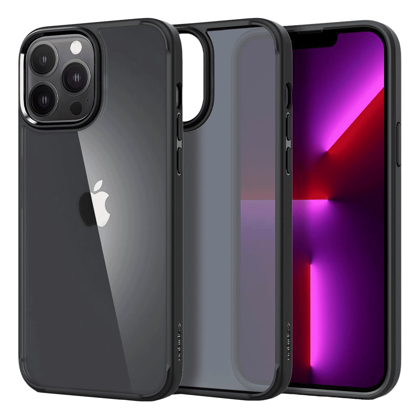 spigen Ultra Hybrid TPU & Polycarbonate Back Cover for Apple iPhone 13 Pro Max (Wireless Charging Compatible?, Frost Black)_1