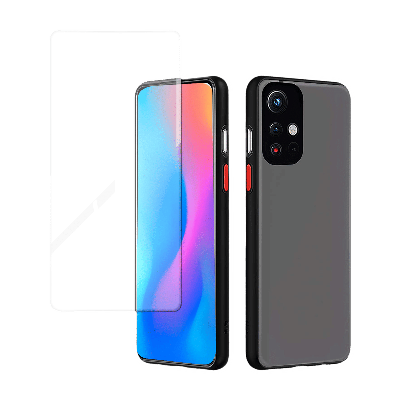 Arrow Duplex Tempered Glass & Polycarbonate Back Cover Combo for Redmi Note 11T 5G (Anti Scratch Design, Black)_1