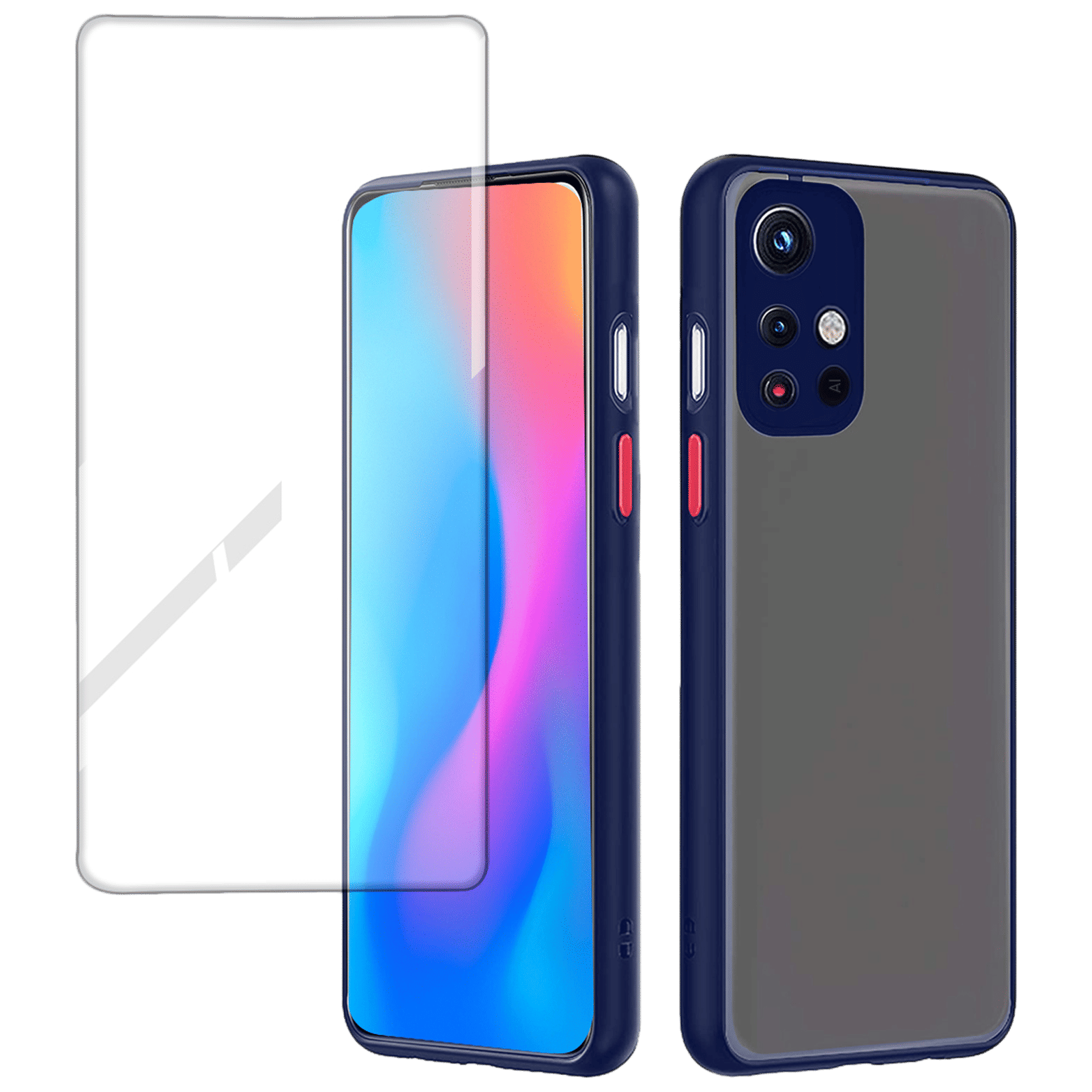 ARROW Duplex Series Tempered Glass & Polycarbonate Back Cover Combo for Xiaomi Mi 11T (Anti Scratch Design, Blue)_1