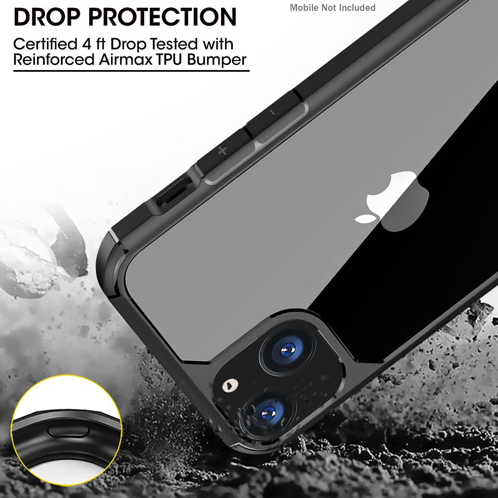 GRIPP Defender Hard Polycarbonate & TPU Back Cover for Apple iPhone 13 (Drop Protection, Black)_5