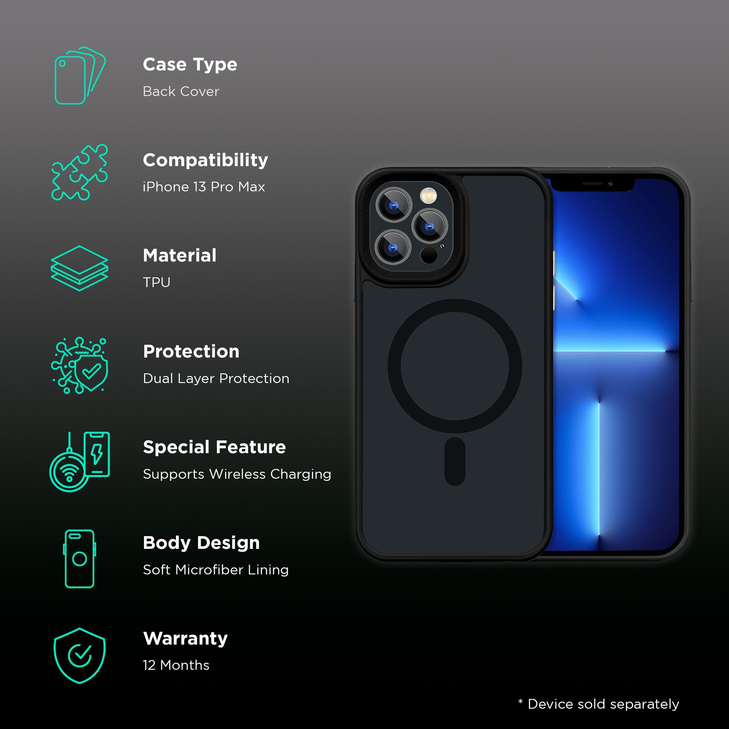 GRIPP Bolt Hard TPU Back Cover for Apple iPhone 13 Pro Max (Supports Wireless Charging, Black) GRIPP Bolt Hard TPU Back Cover for Apple iPhone 13 Pro Max (Supports Wireless Charging, Black)_2