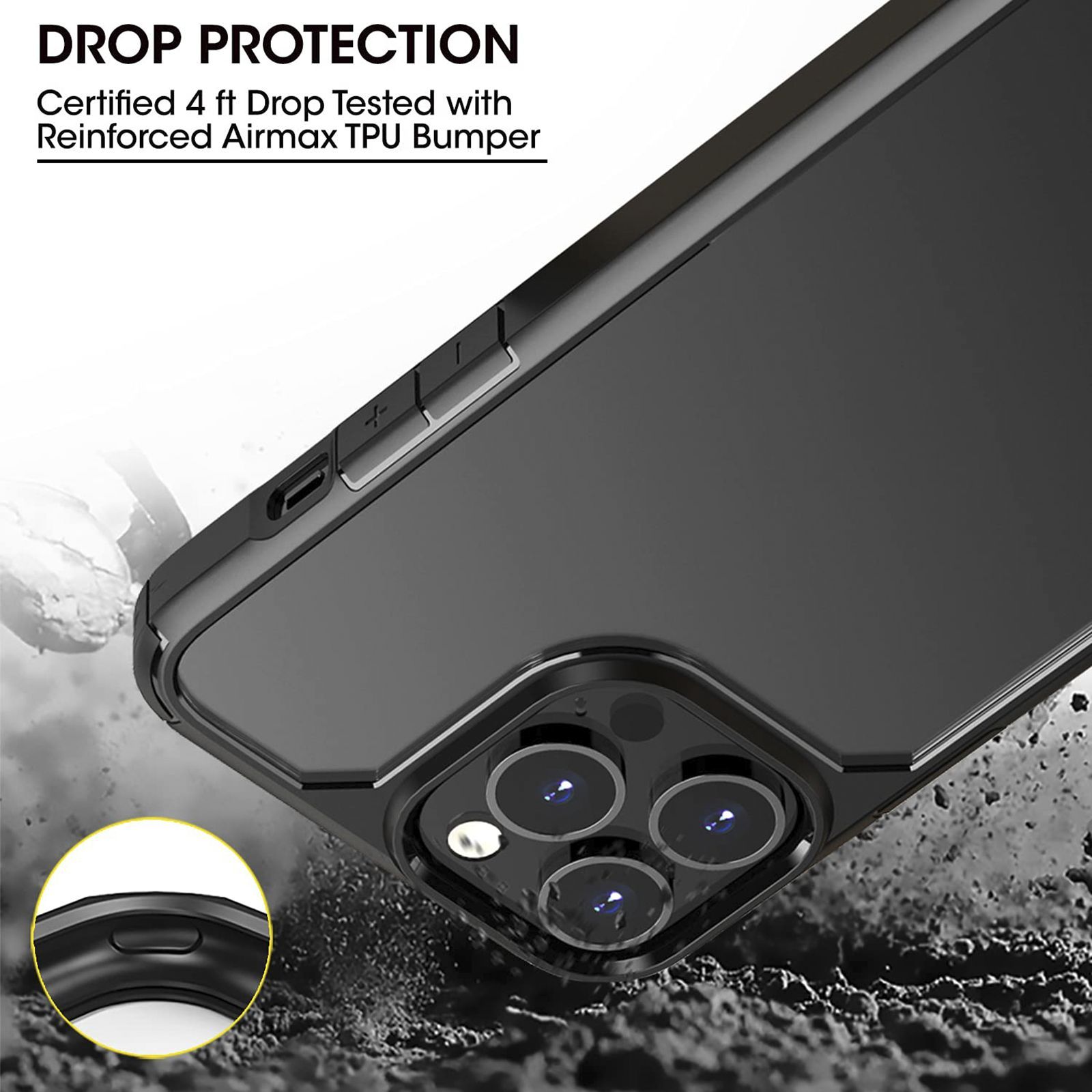 GRIPP Defender Hard Polycarbonate & TPU Back Cover for Apple iPhone 13 Pro Max (Supports Wireless Charging, Black)_8